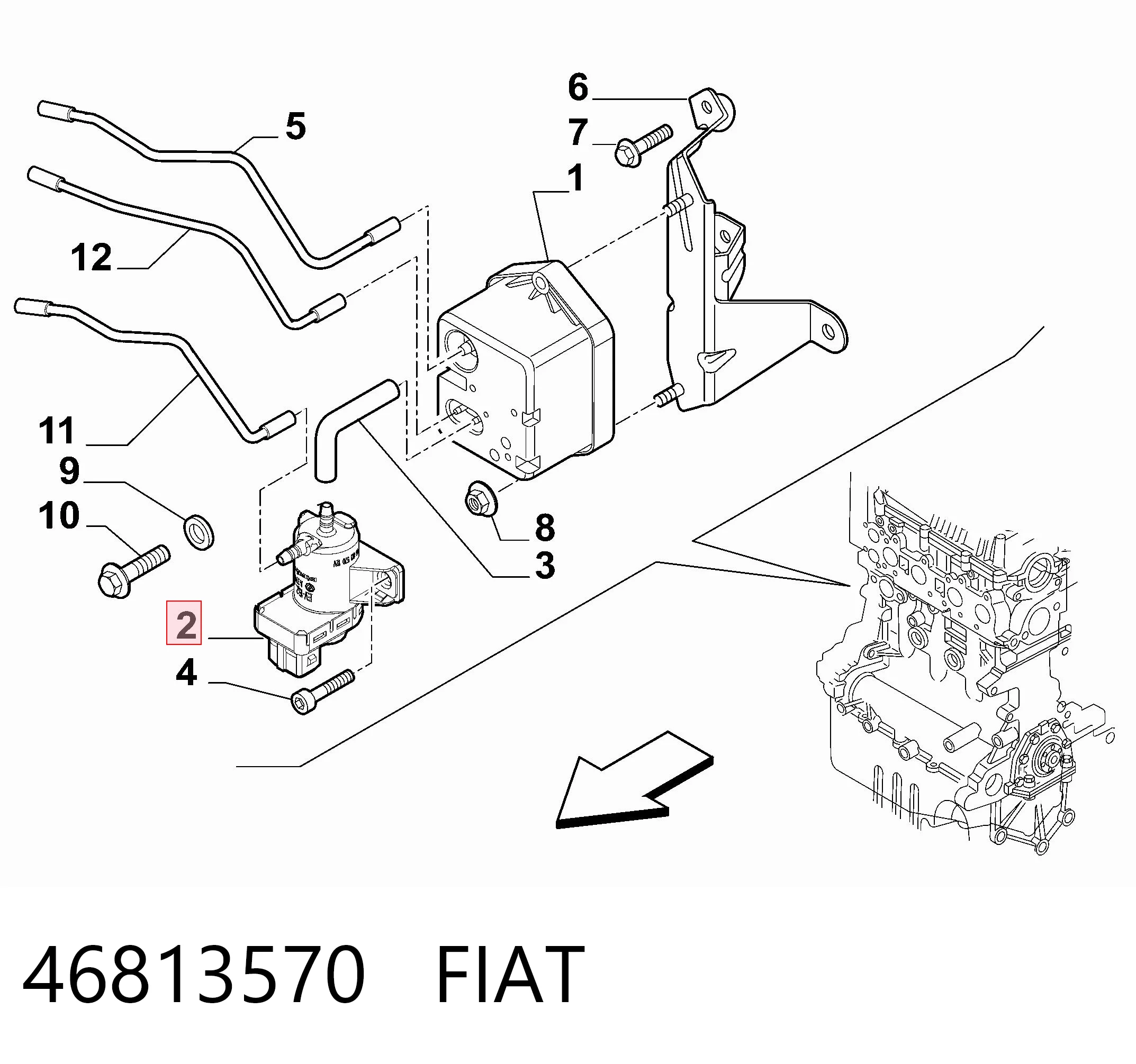 46813570 Fiat/Alfa/Lancia Клапан соленоїд регулювання заслонки EGR
