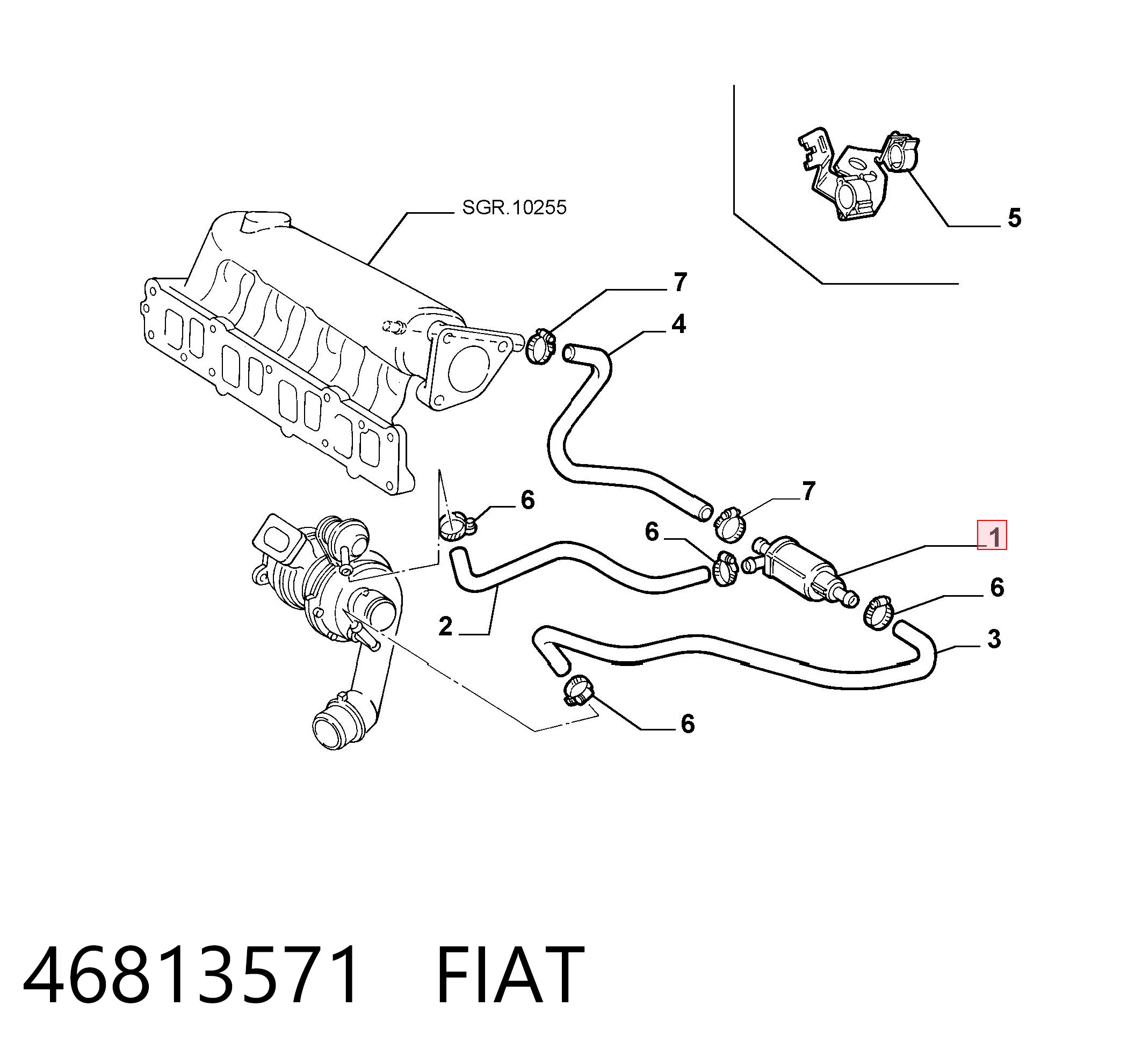 46813571 Fiat/Alfa/Lancia Клапан перетворювач тиску наддуву (соленоїд)