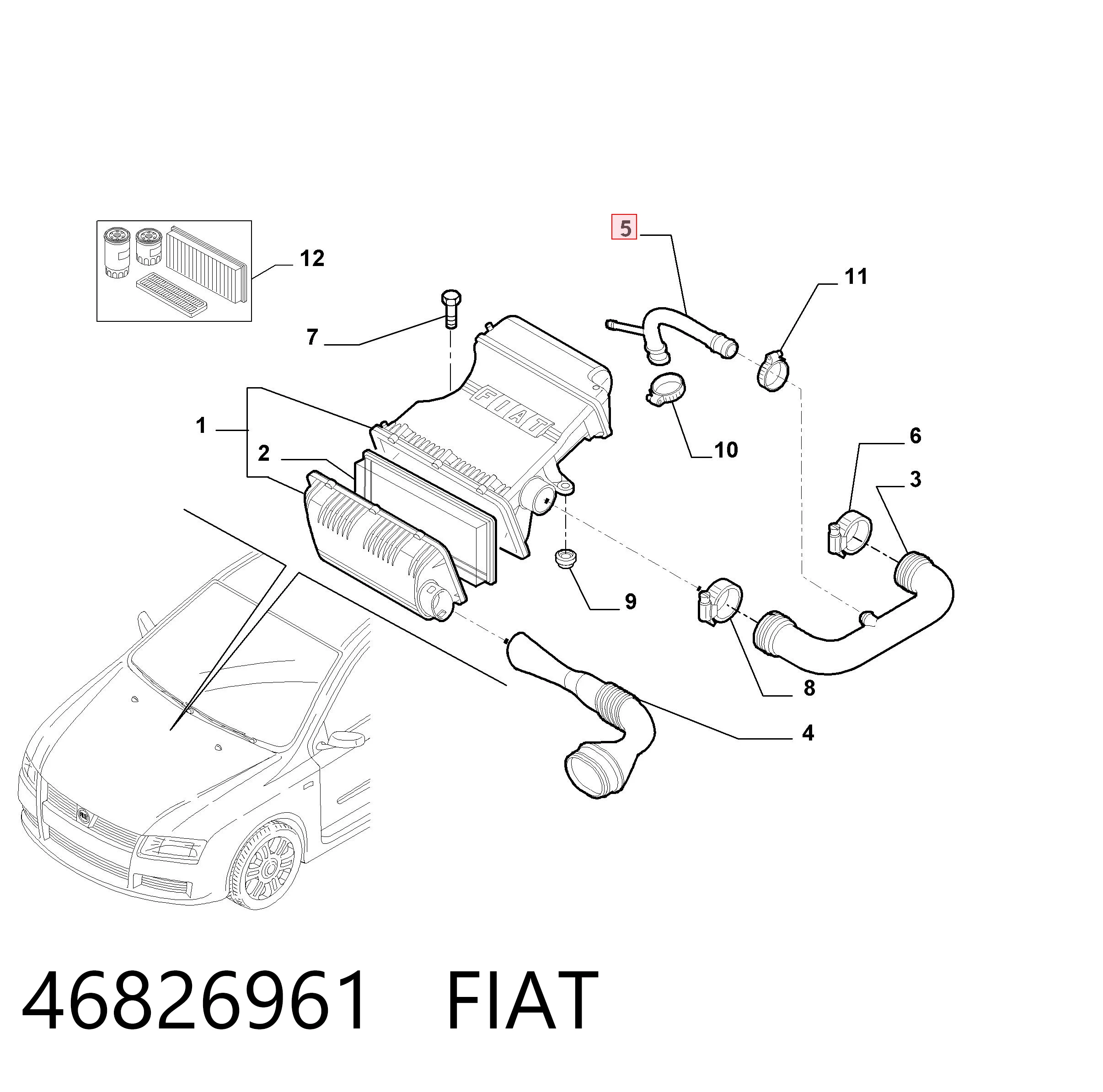 Патрубок вентиляції картера 68327662AA Chrysler