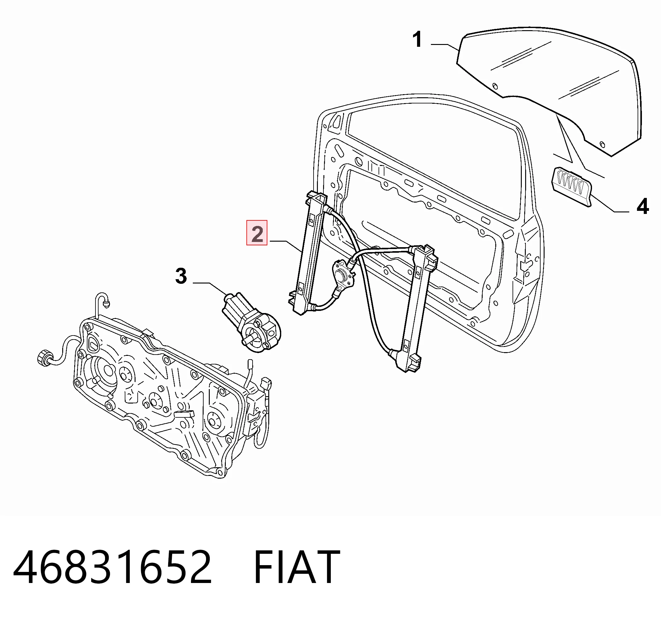Купити Механізм склопідіймача двері передньої, правої Fiat Stilo  192
