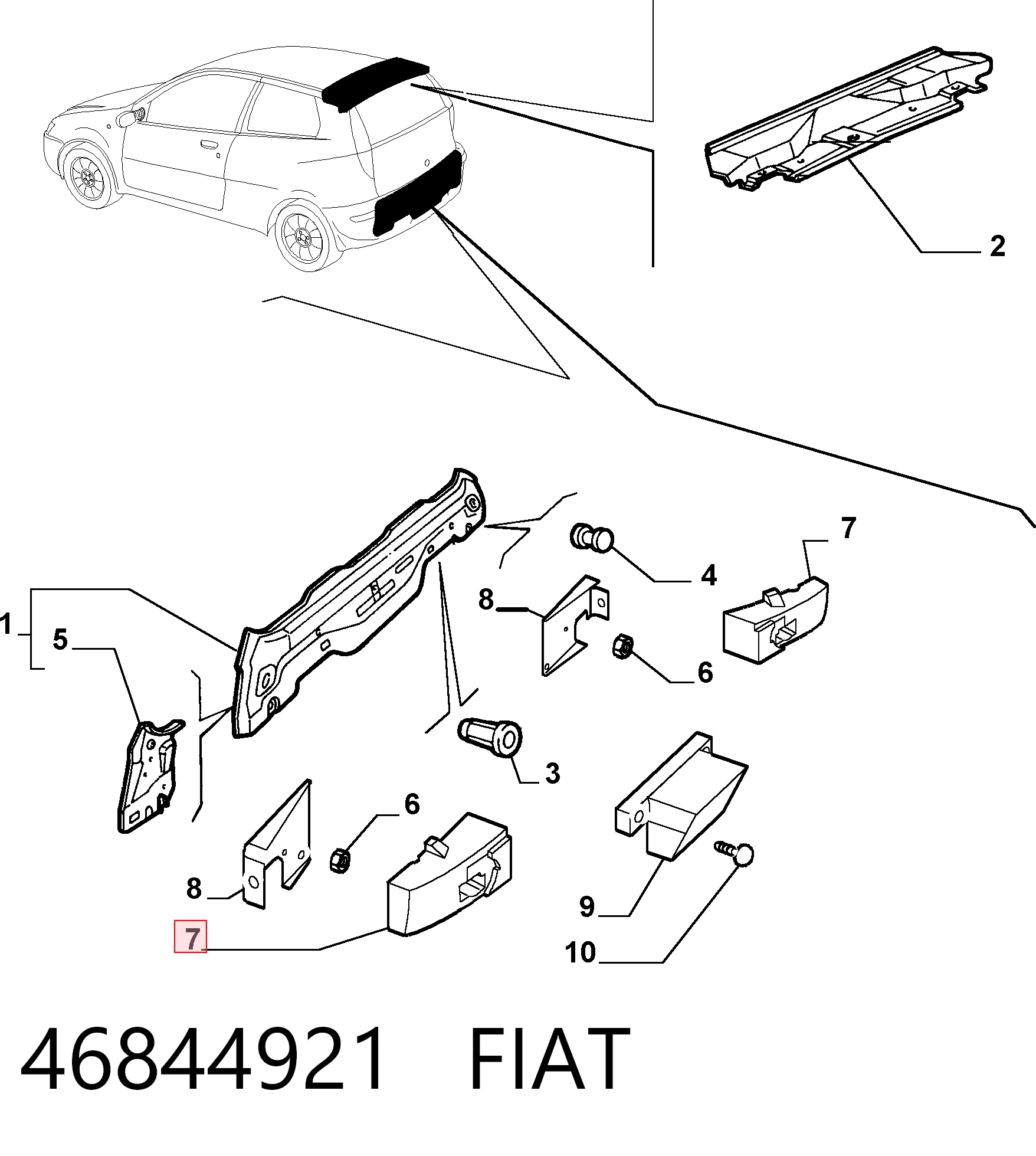Шина бампера заднього на Fiat Punto II 188