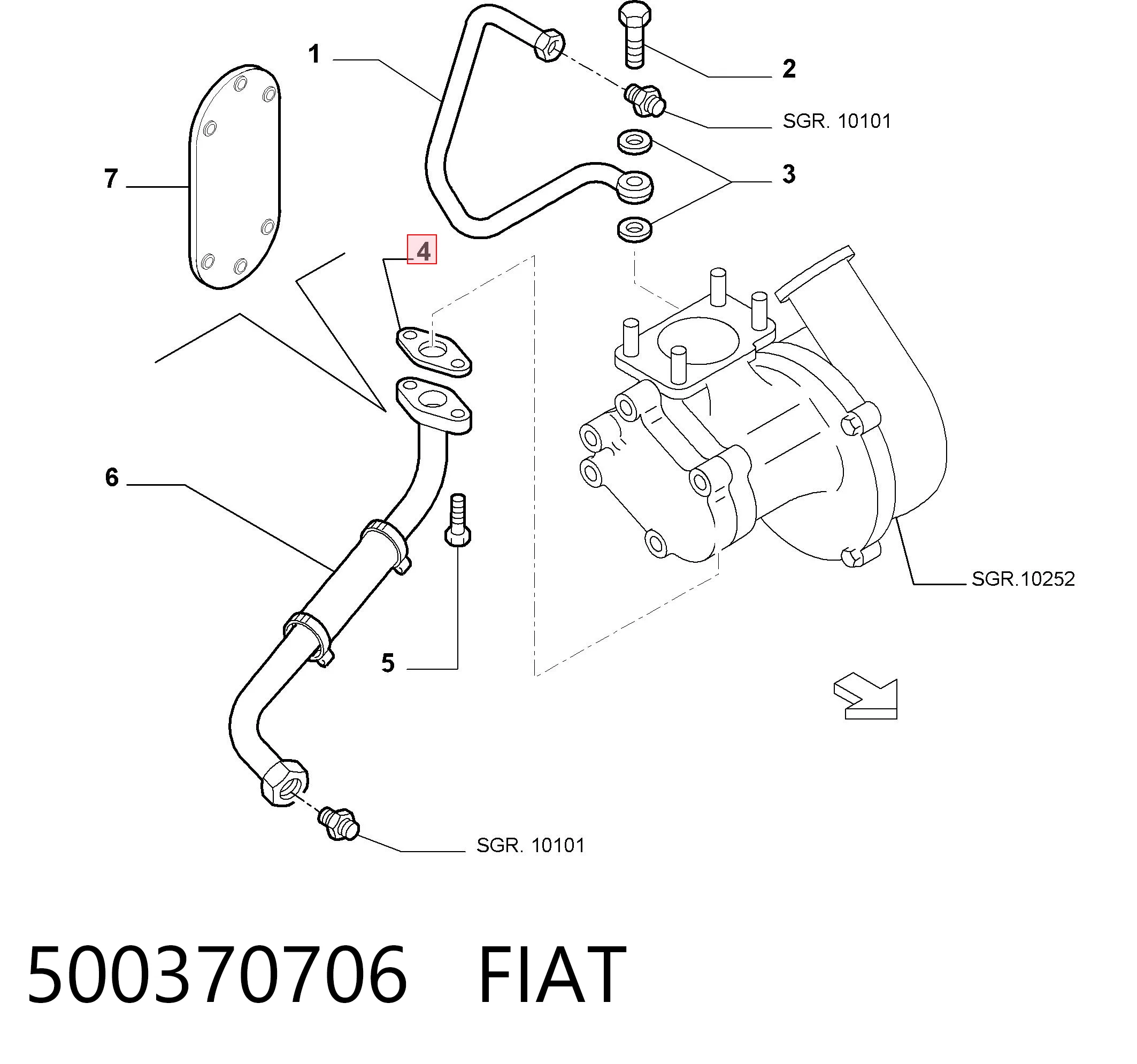 Прокладка шланга відводу масла від турбіни 7701050357 Renault (RVI)