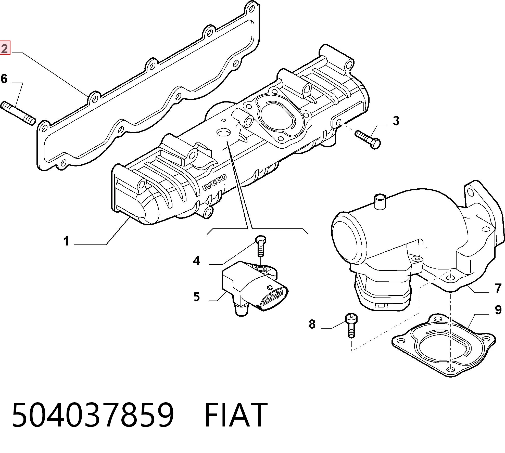 Прокладка впускного колектора Iveco 504037859 ціна, від 9.31 USD