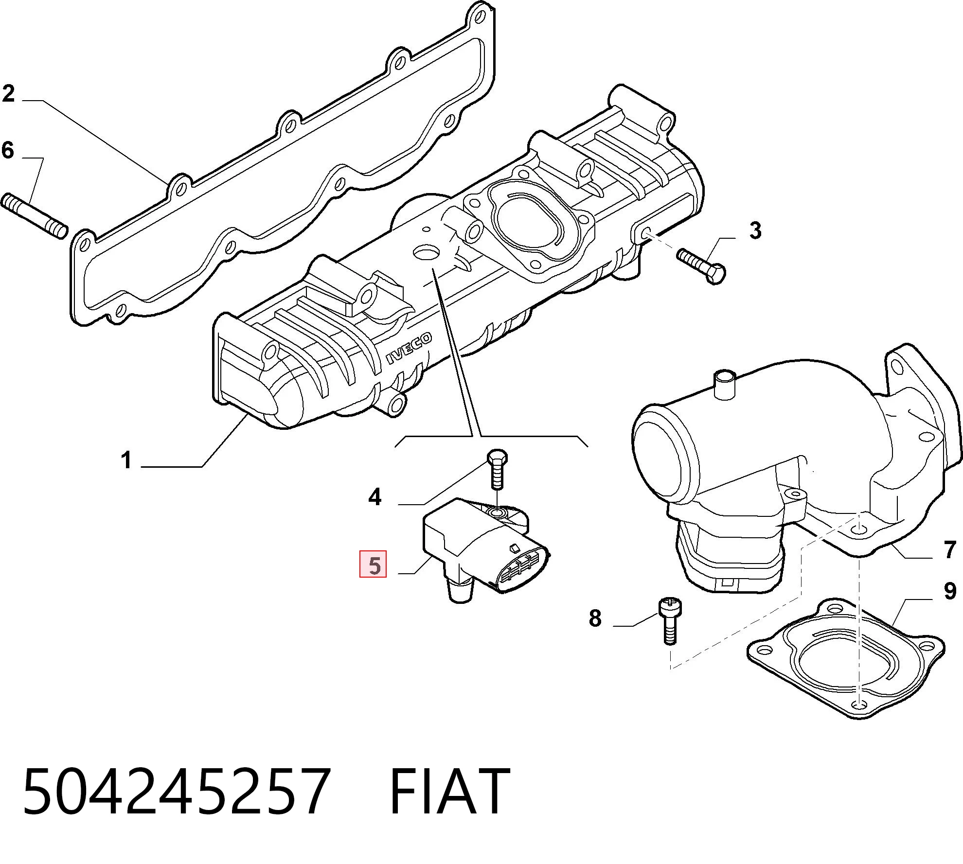 504245257 Fiat/Alfa/Lancia Датчик наддува