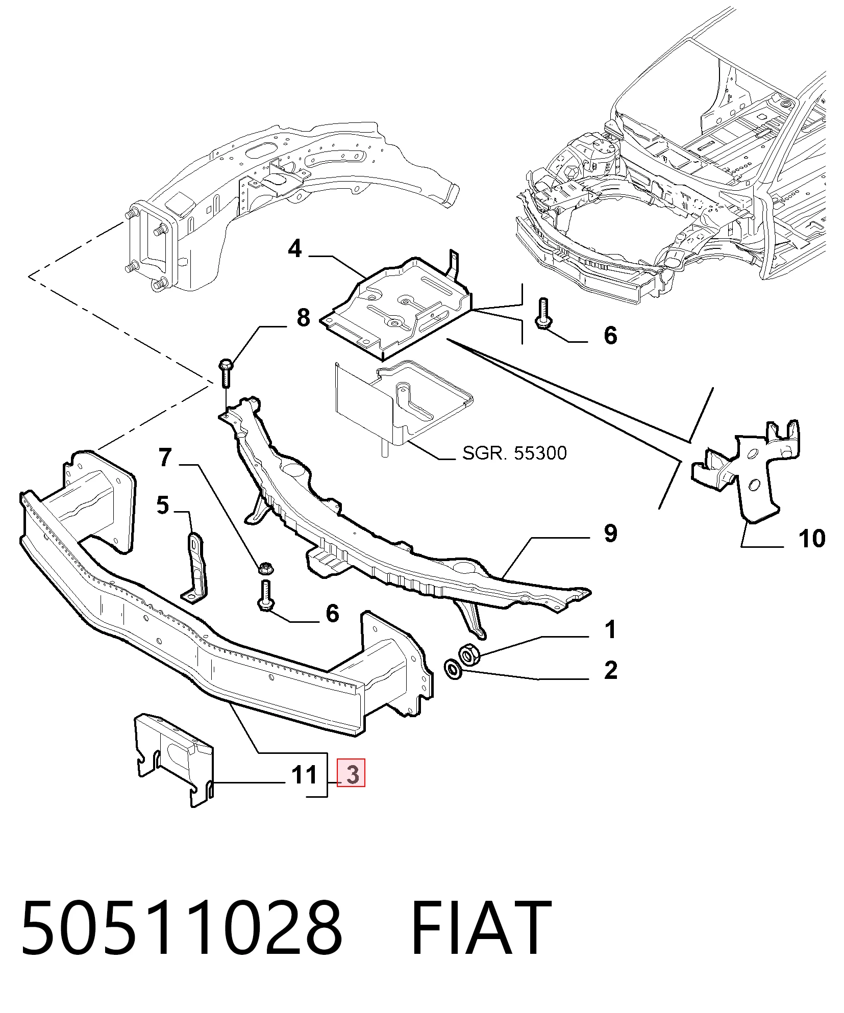 Шина бампера переднього Alfa Romeo 159 седан (939) (2005 - 2011) ціна, від 25.75 USD