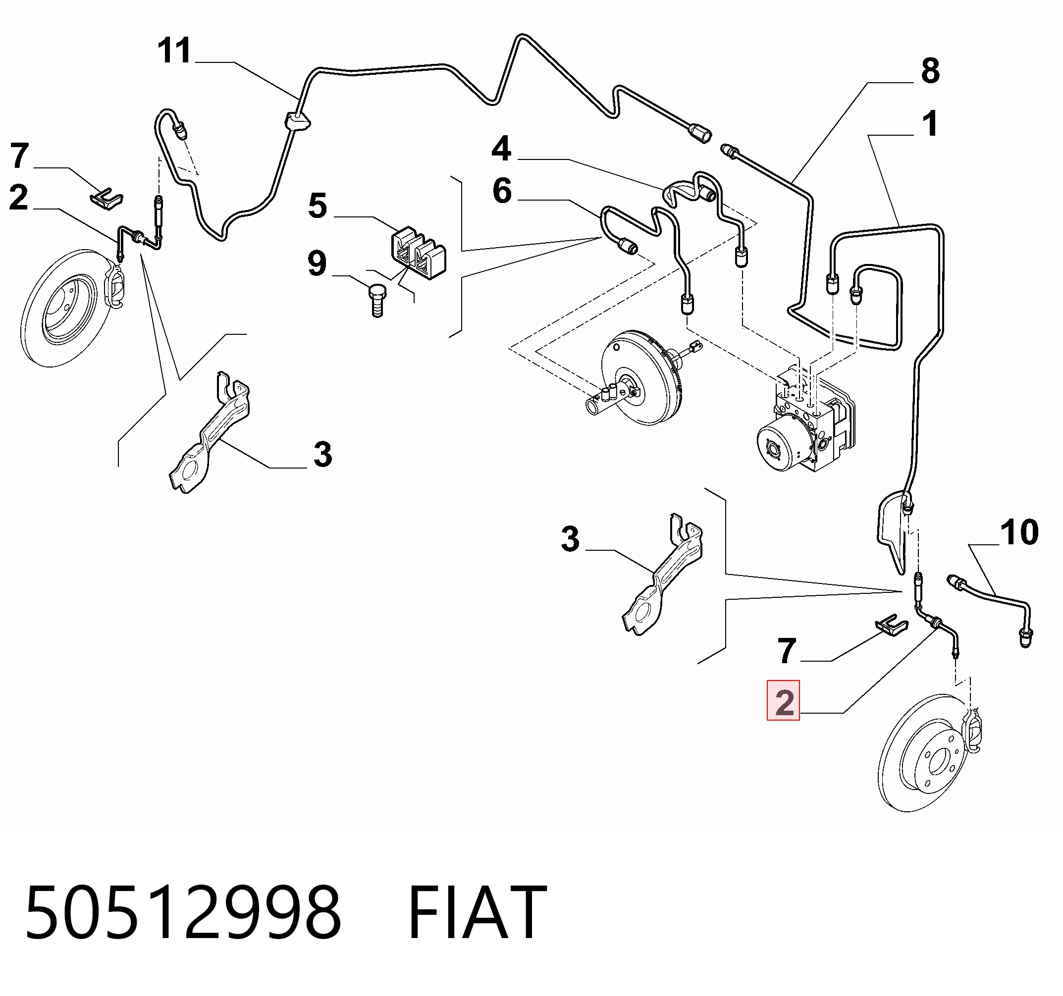 Шланг гальмівний передній Alfa Romeo 159 седан (939) (2005 - 2011) ціна, від 10.12 USD