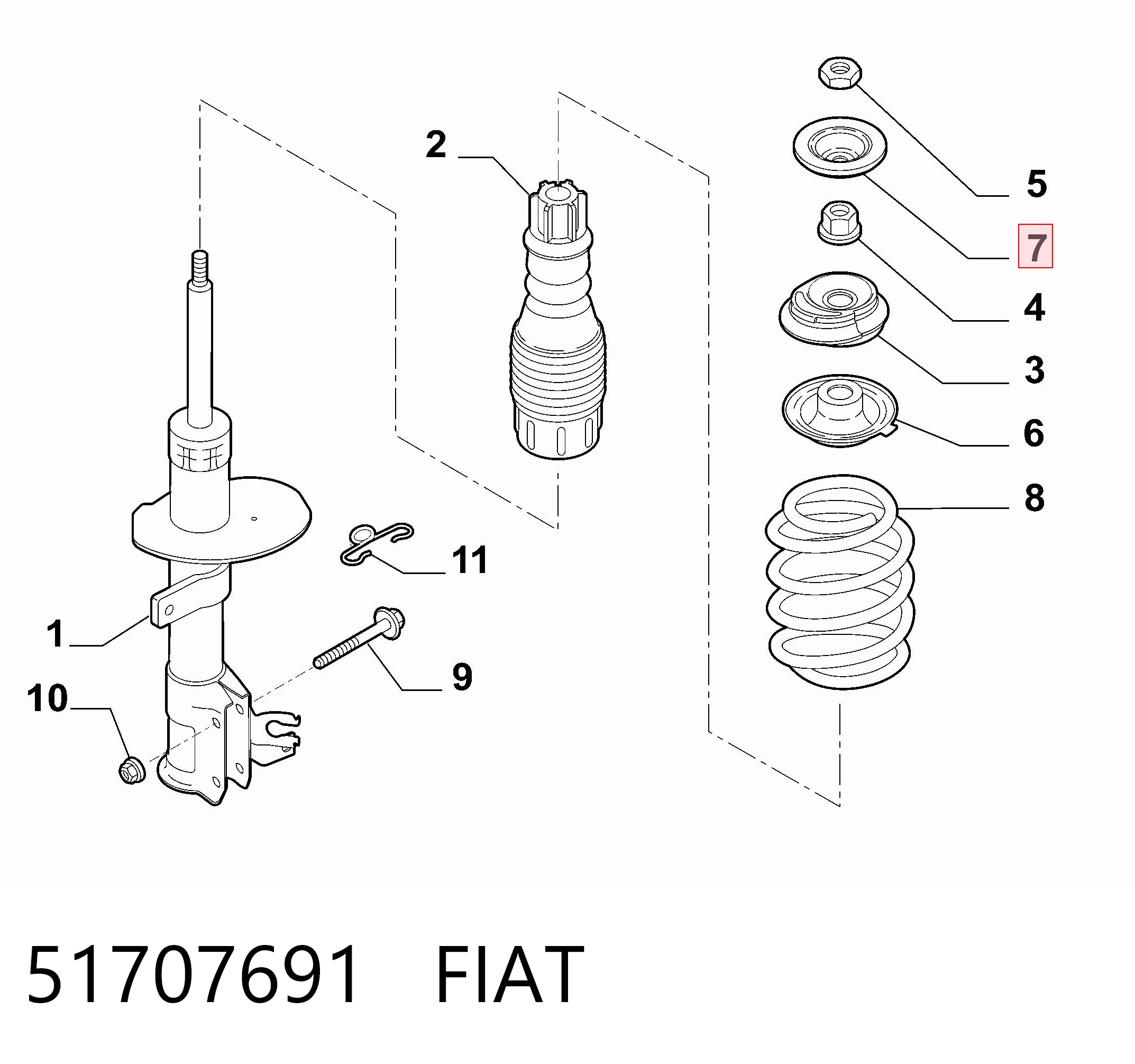 51707691 Fiat/Alfa/Lancia Опорна чаша передньої пружини, верхня