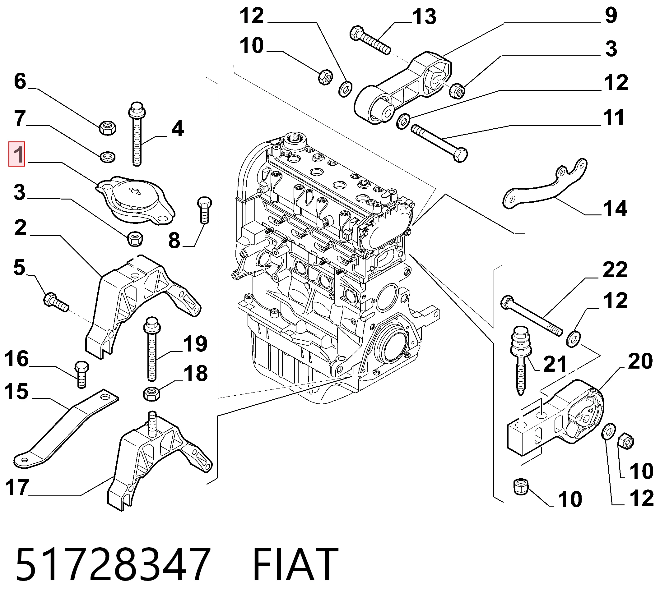 Купити Подушка (опора) двигуна, ліва Fiat Panda II 169A