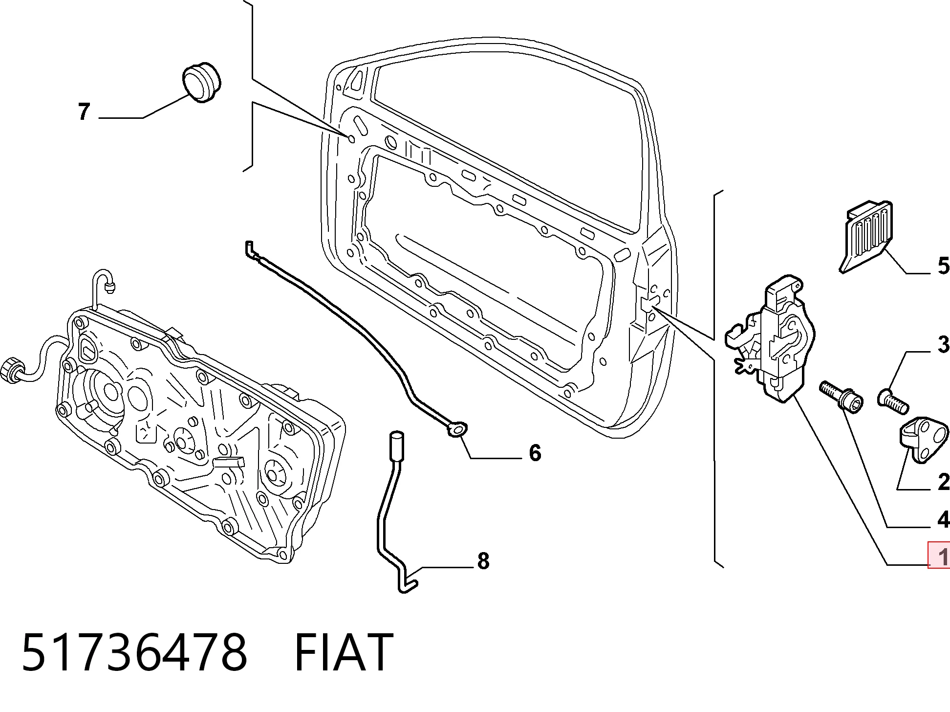 Замок передньої двері, лівої Fiat Stilo хетчбек (192) (2001 - 2006) ціна, від 19.45 USD