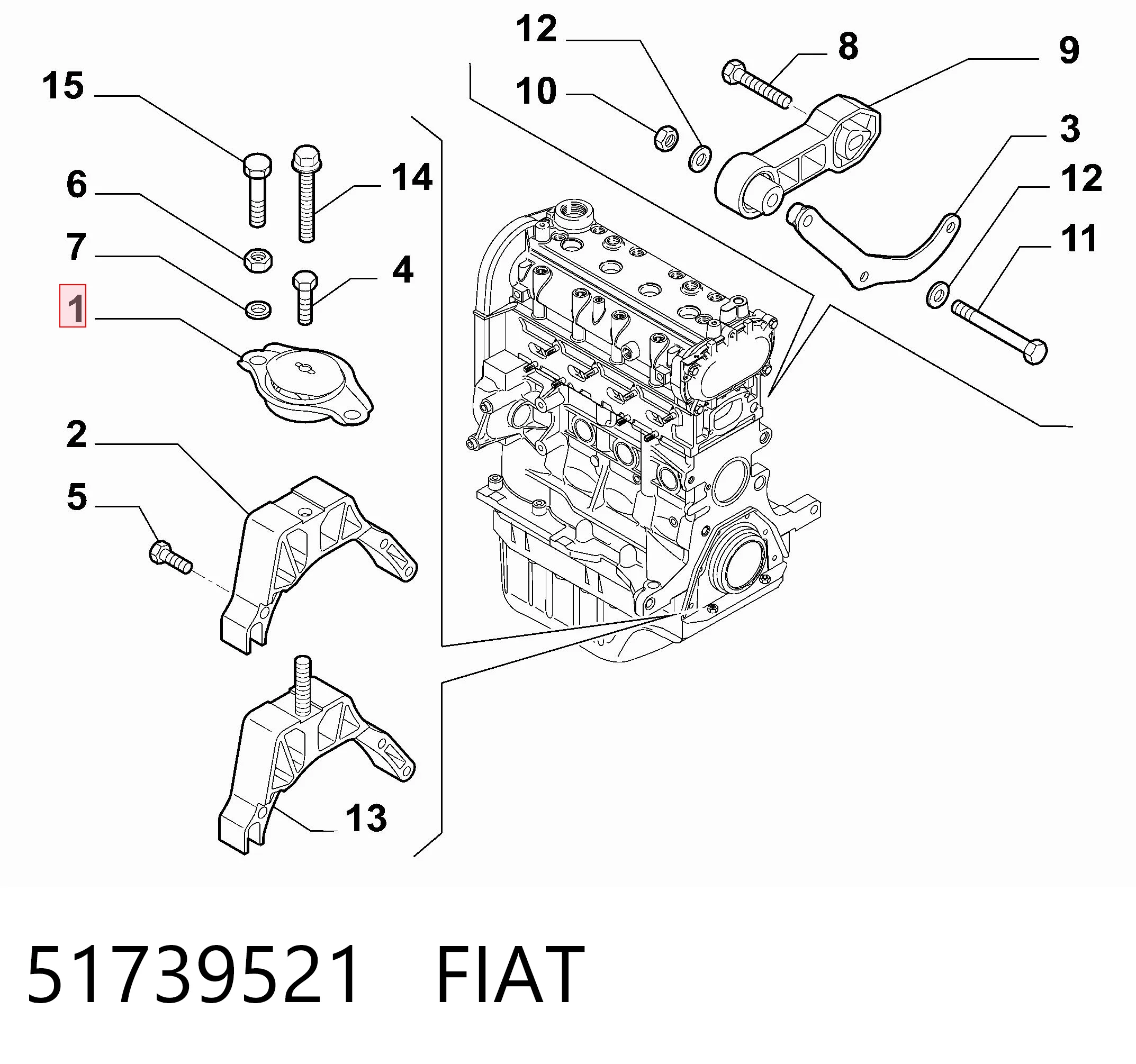 Подушка (опора) двигуна, ліва 030607010444 Magneti Marelli