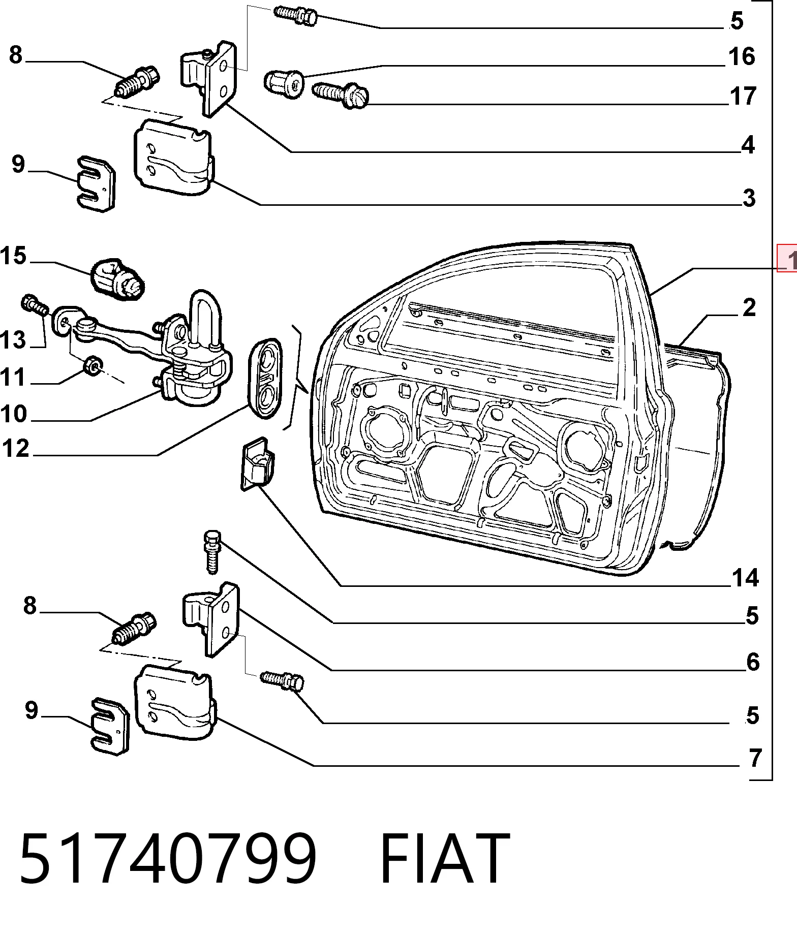 Двері передні, ліві Alfa Romeo 147 хетчбек (937) (2001 - 2010) ціна, від 382.99 USD