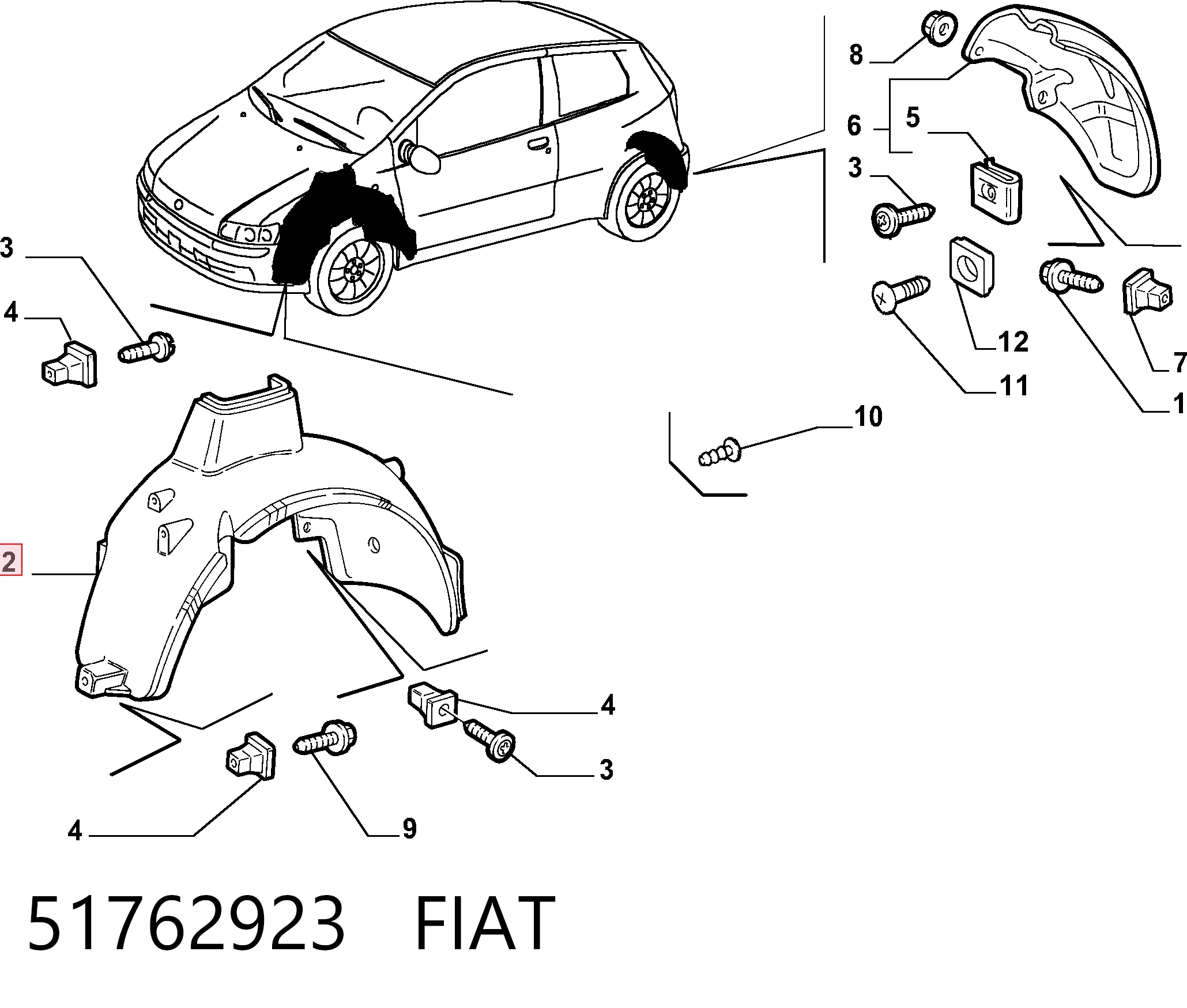 Підкрилок передній лівий на Fiat Punto II 188
