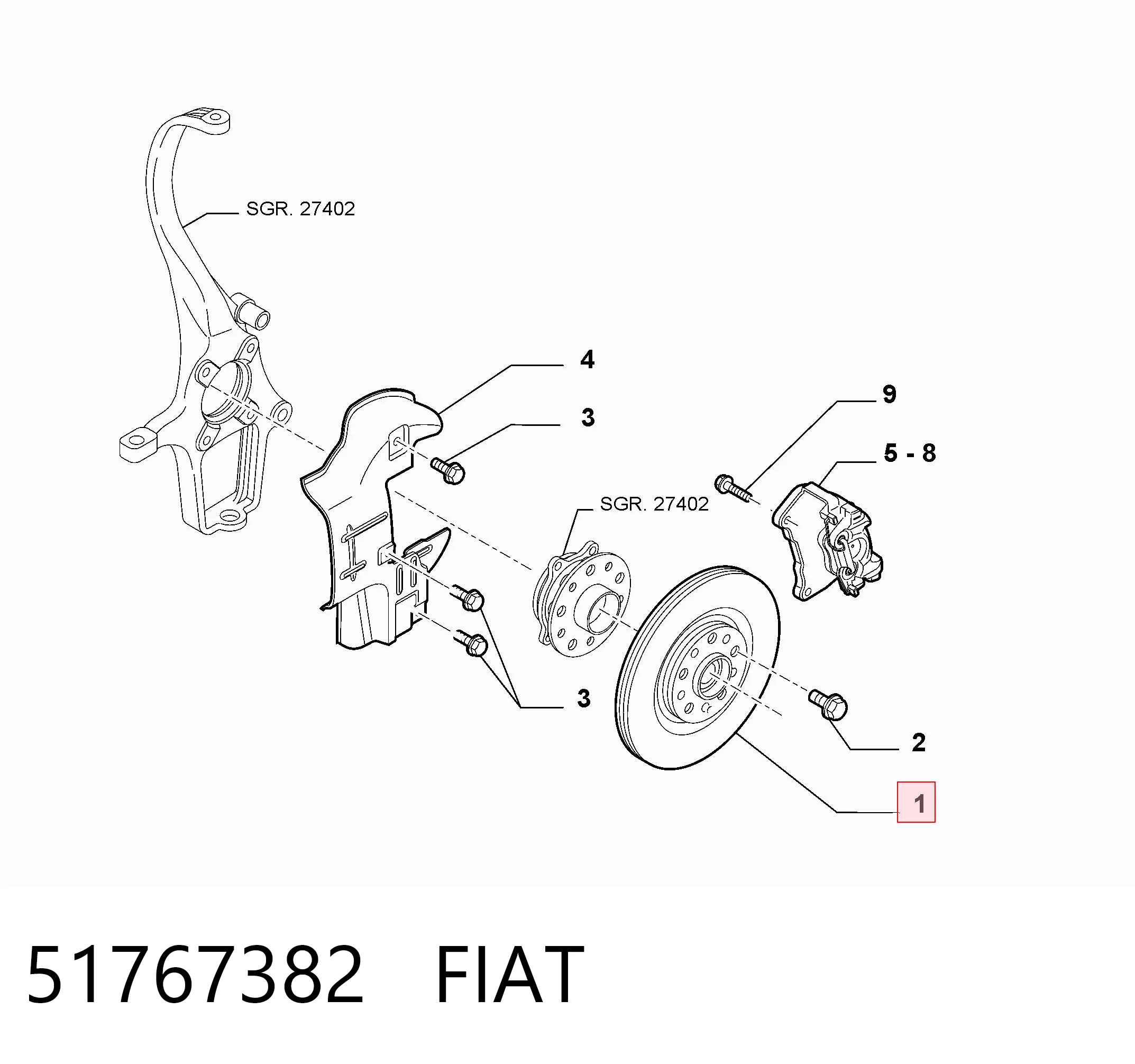 51767382 Fiat/Alfa/Lancia Гальмо дискове переднє