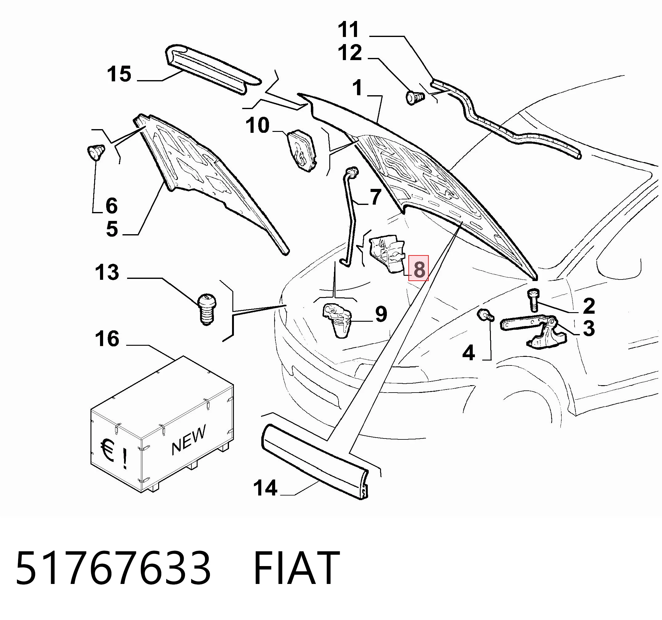 Фіксатор підпори капота Chrysler 7799839 ціна, від 4.81 USD