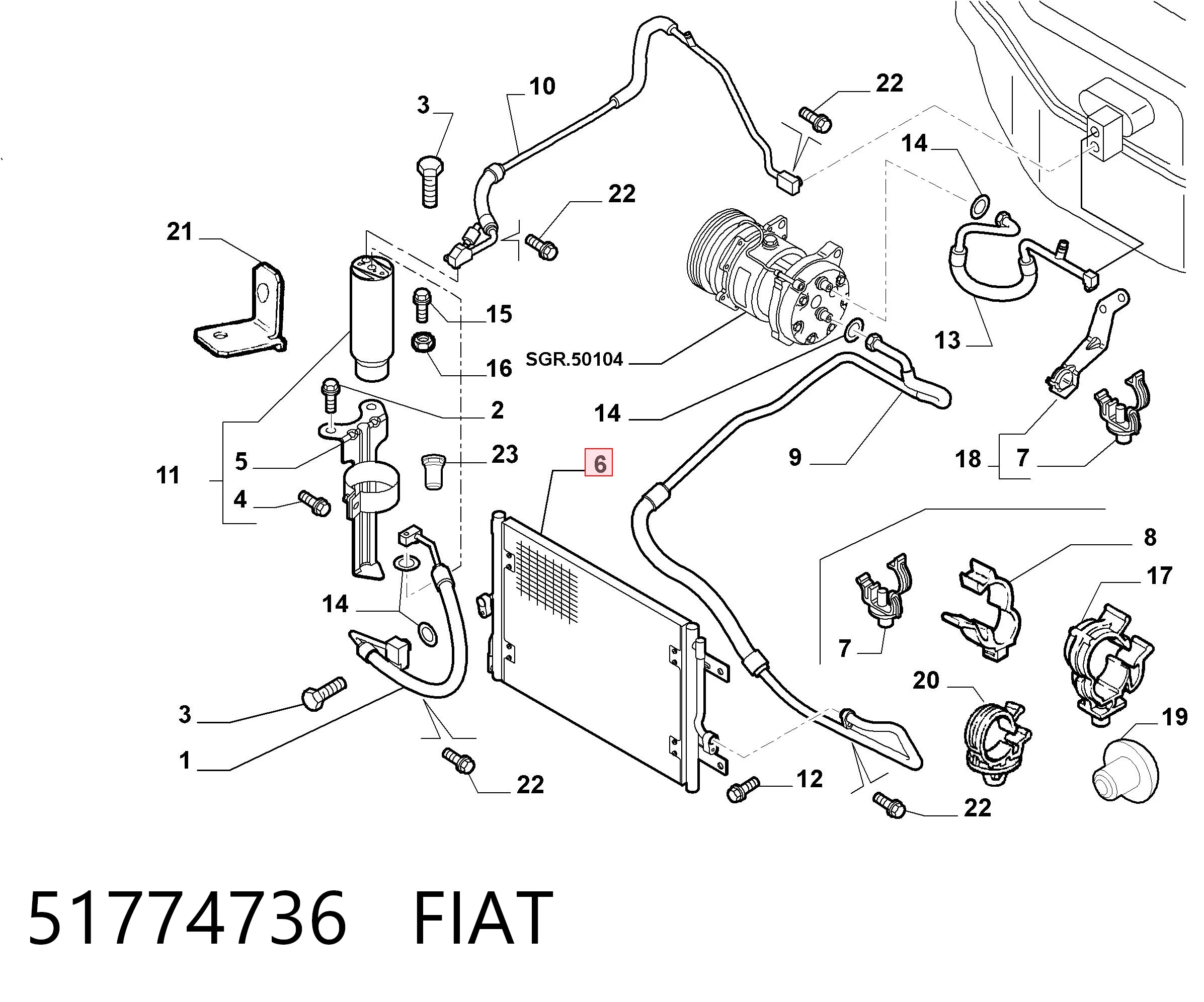 Радіатор кондиціонера Fiat Albea 172