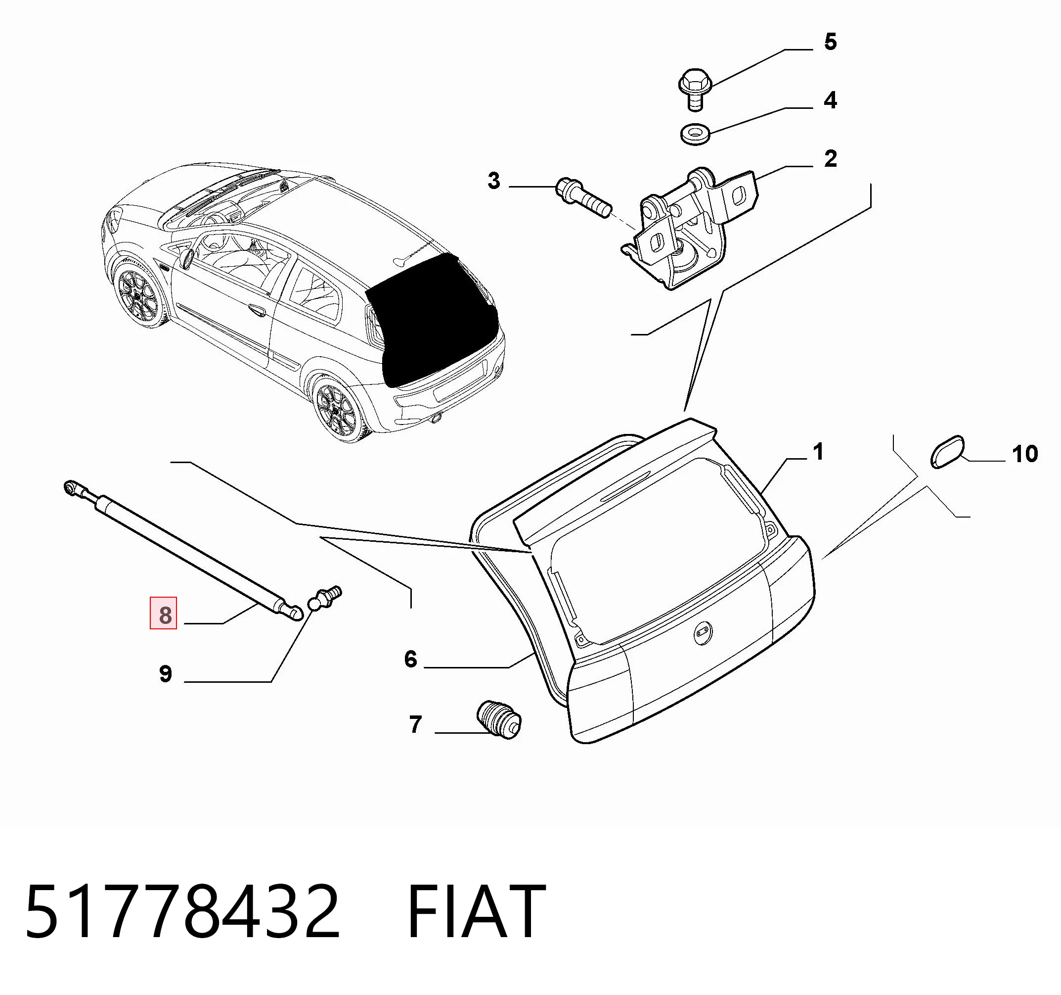 51778432 Fiat/Alfa/Lancia Амортизатор кришки багажника / двері 3/5-ї задньої
