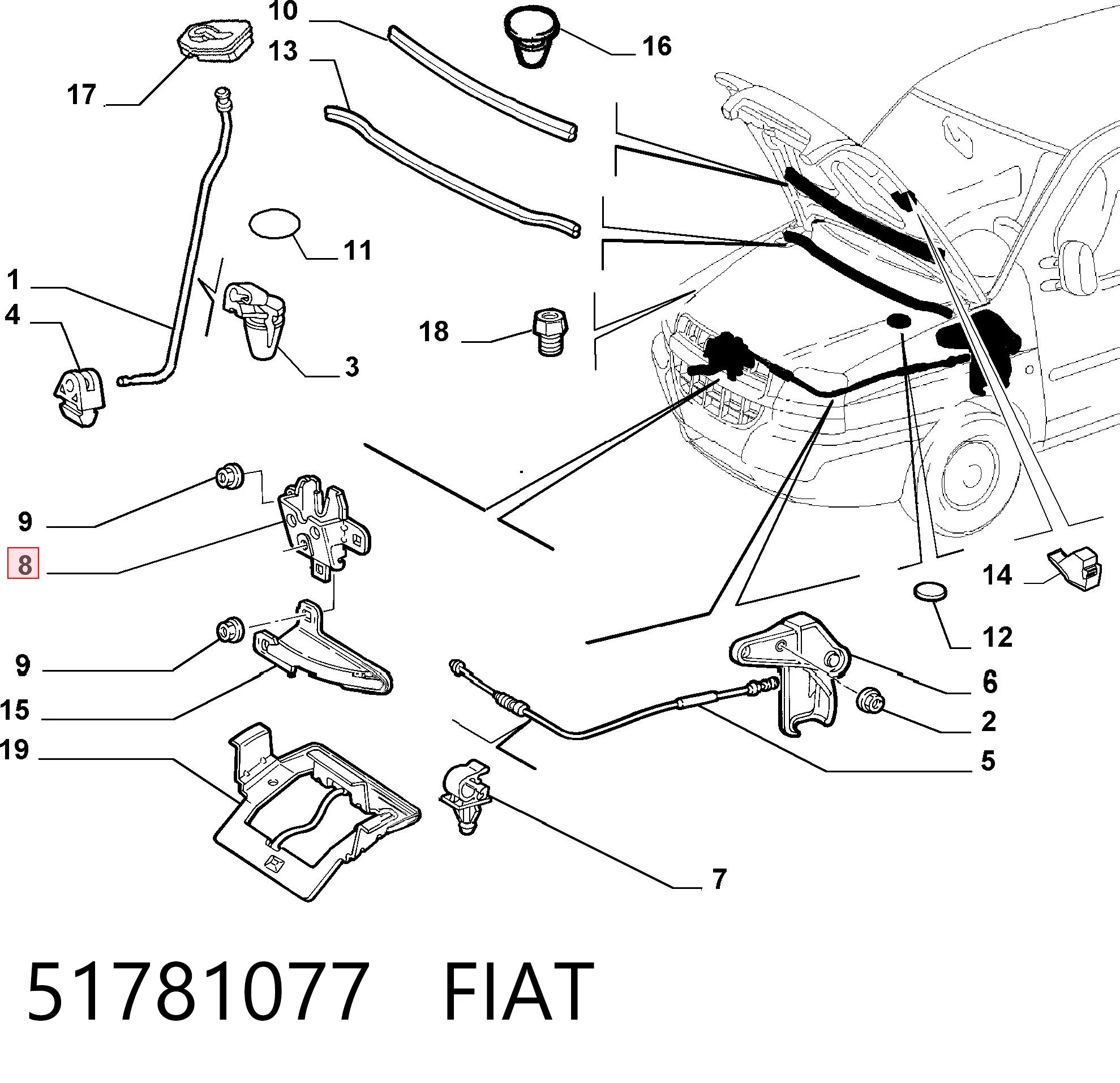 Купити Замок капота Fiat Doblo I 223