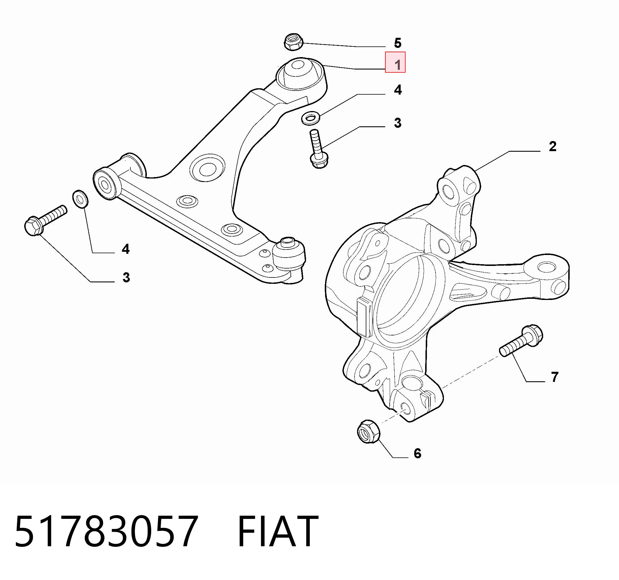 51783057 Fiat/Alfa/Lancia Поперечний важіль