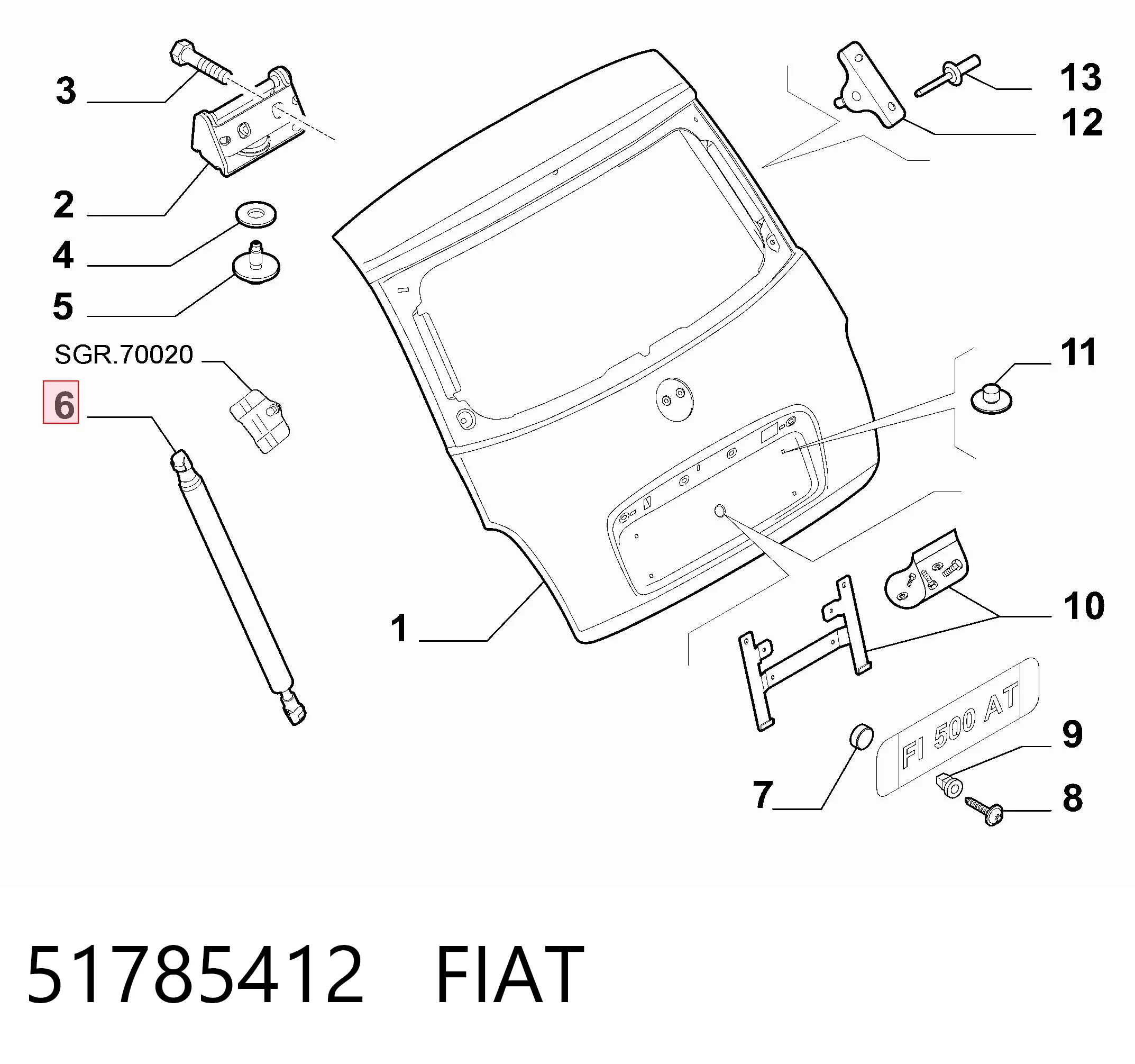 51785412 Fiat/Alfa/Lancia Амортизатор кришки багажника / двері 3/5-ї задньої