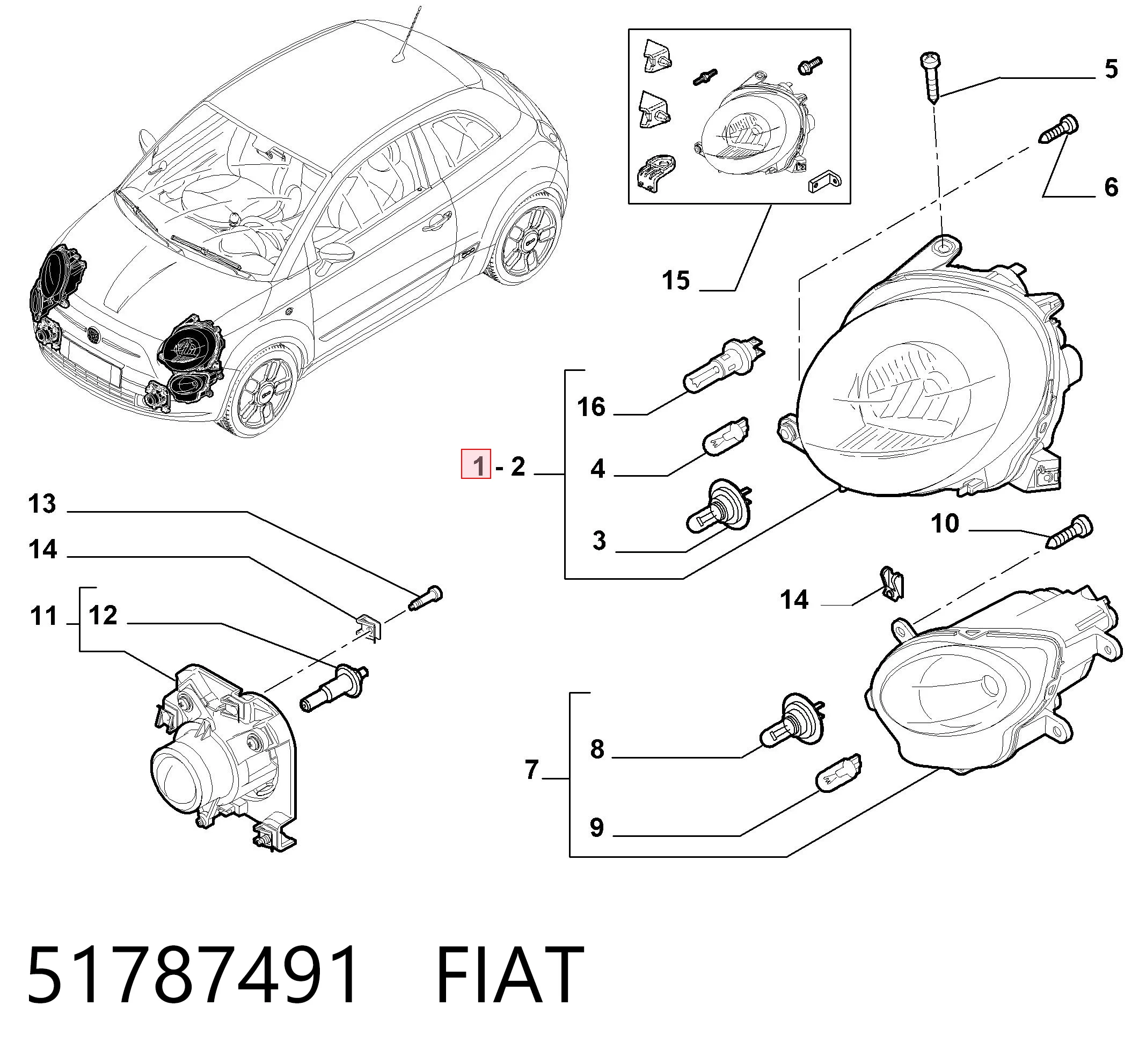 51787491 Fiat/Alfa/Lancia Основна фара - вставка