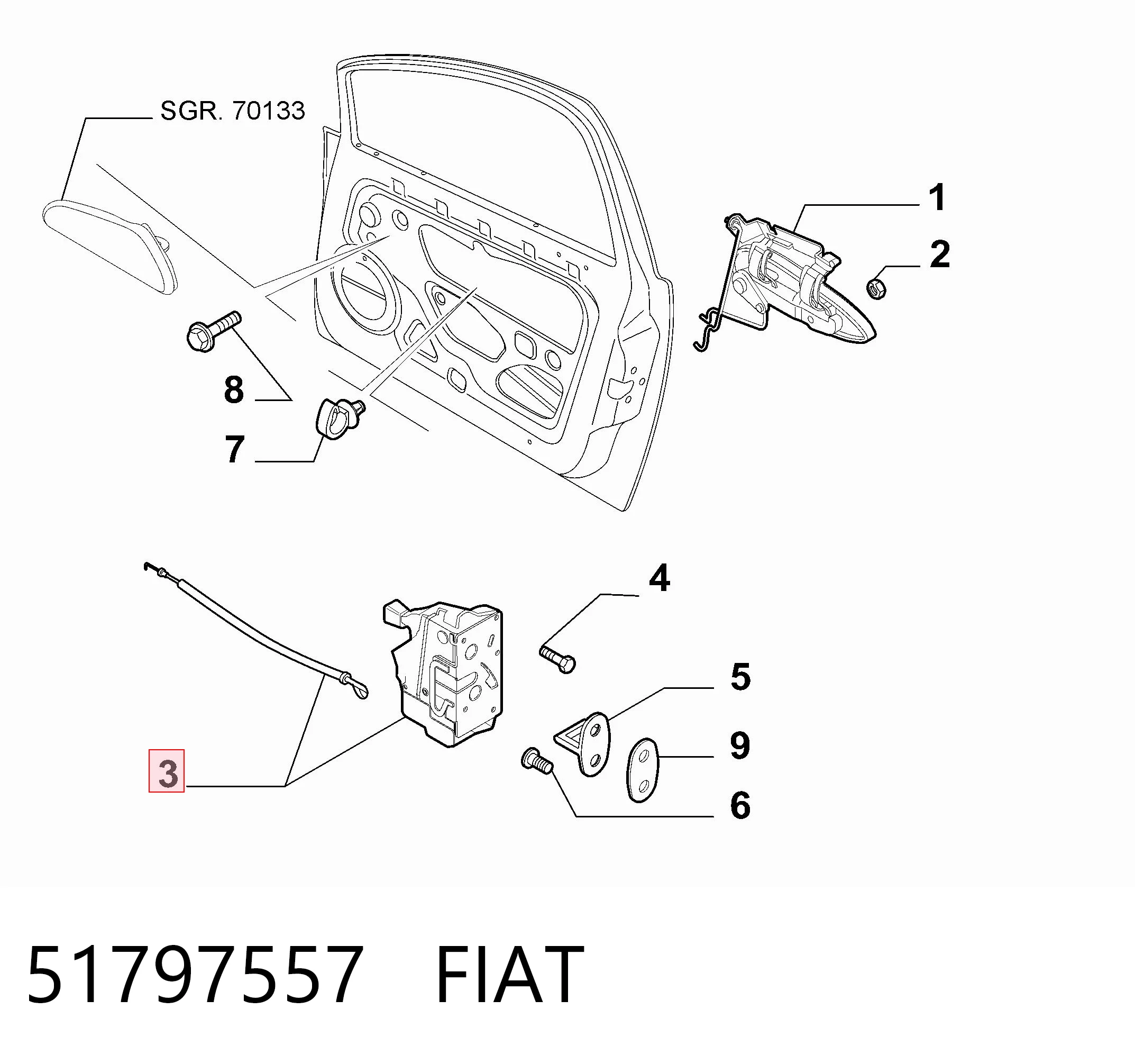 51797557 Fiat/Alfa/Lancia Замок водійських дверей