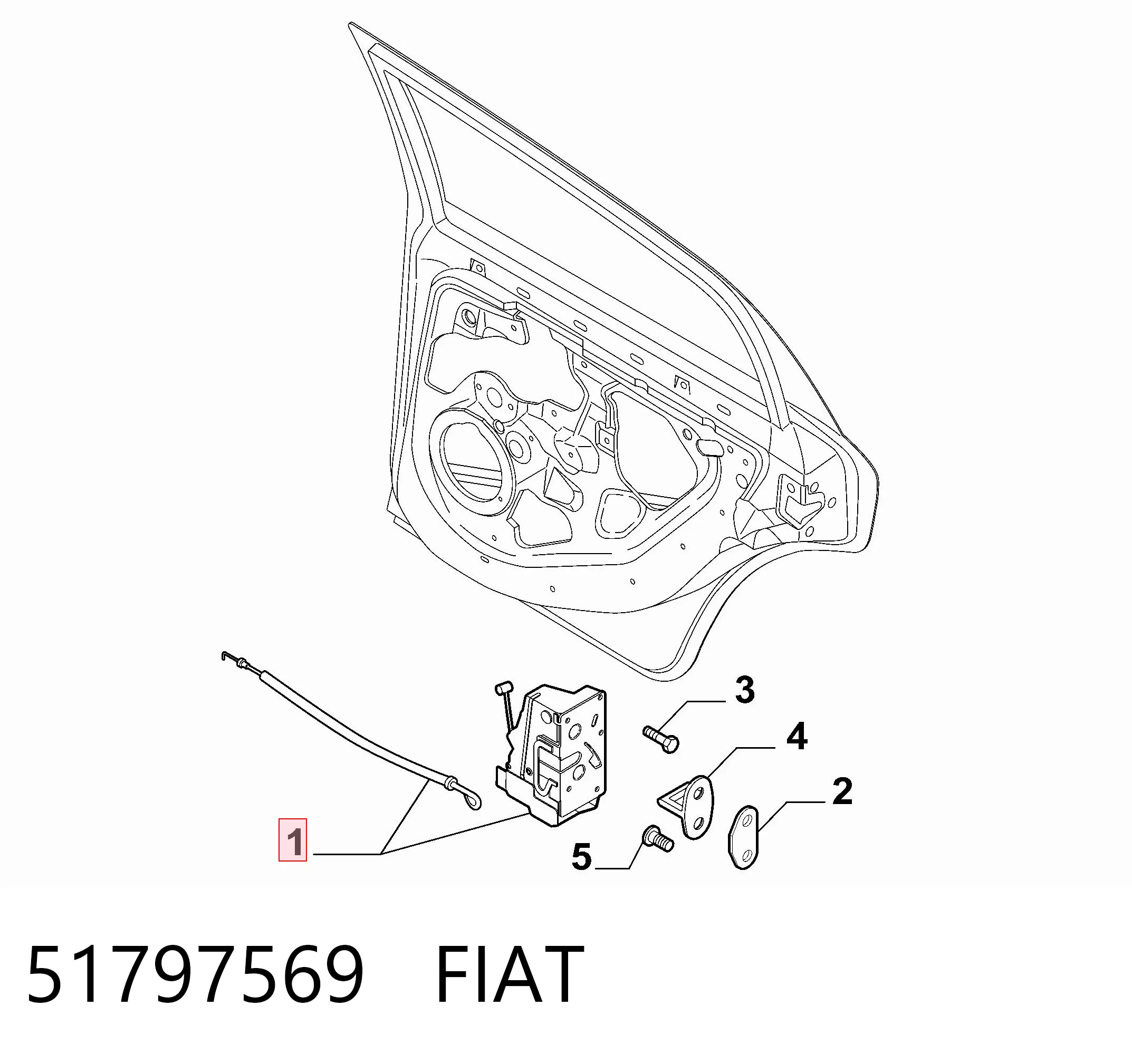 51797569 Fiat/Alfa/Lancia Замок задніх дверей, лівих