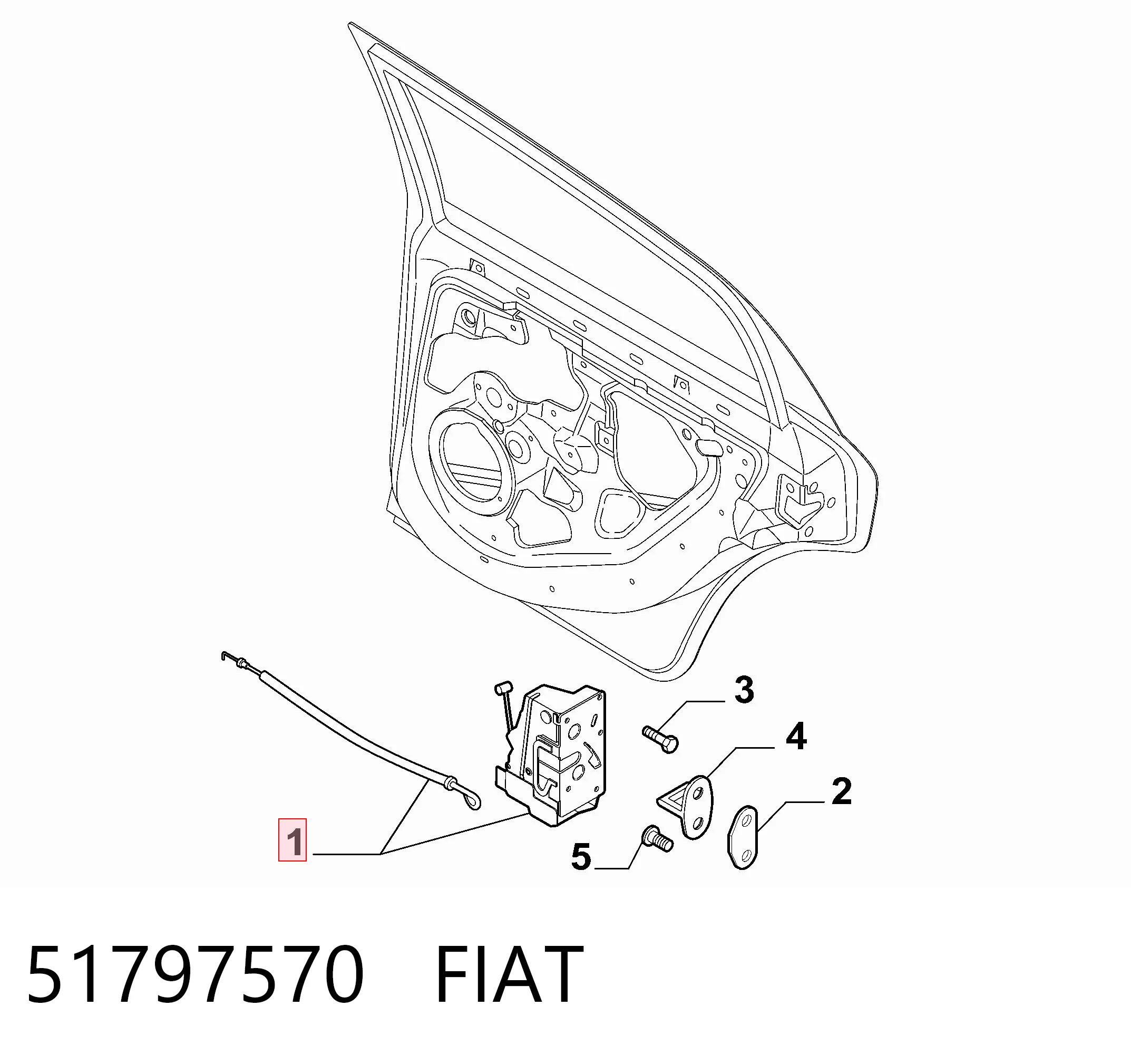 51797570 Fiat/Alfa/Lancia Замок задньої дверї, правої
