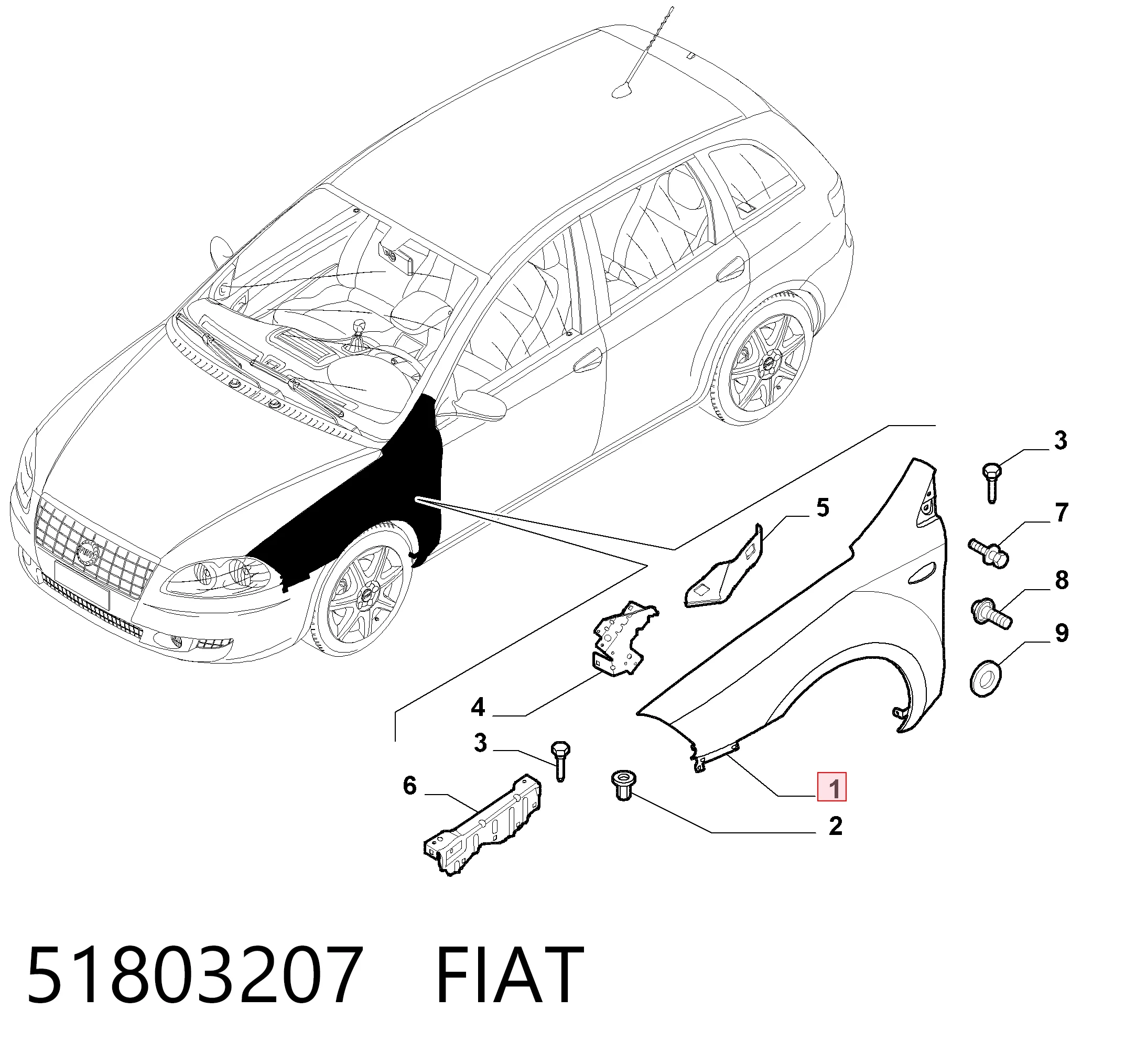 Ліве переднє крило Fiat Croma II універсал (194) (2005 - 2011) ціна, від  USD
