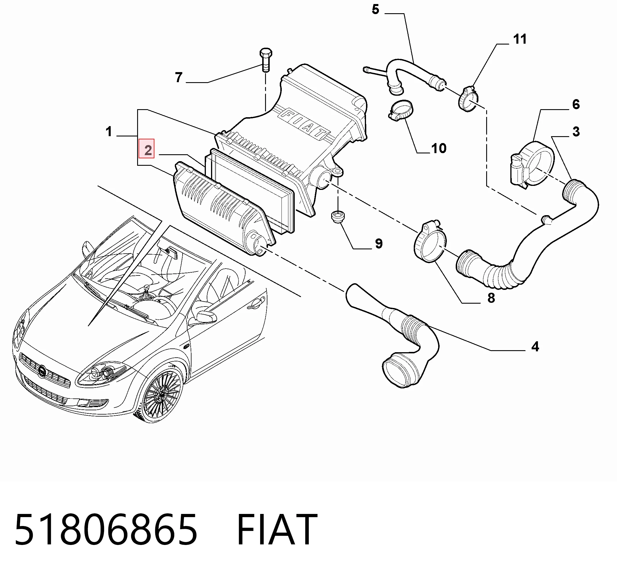 51806865 Fiat/Alfa/Lancia Повітряний фільтр двигуна