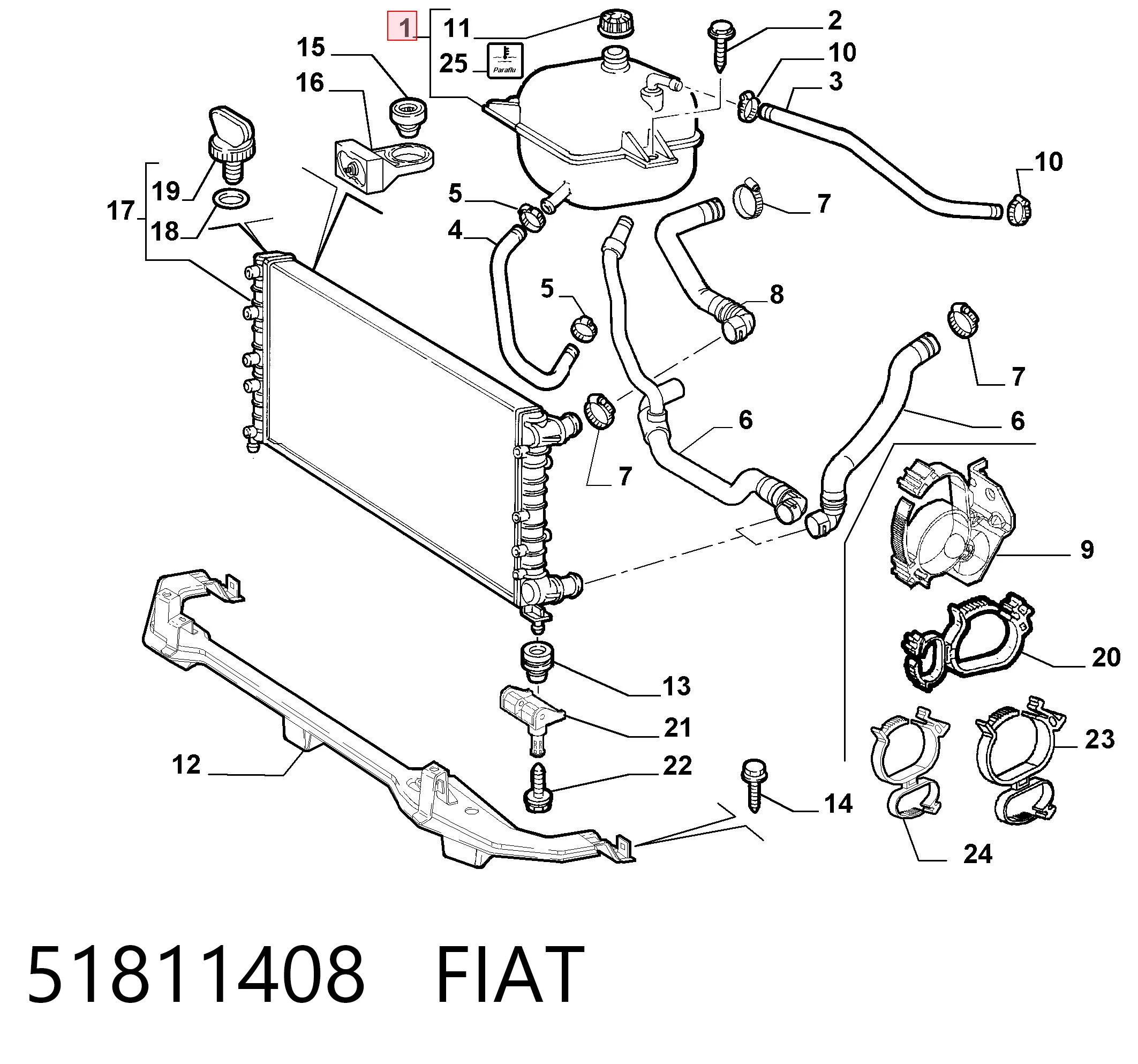 51811408 Fiat/Alfa/Lancia Розширювальний бачок охолодження