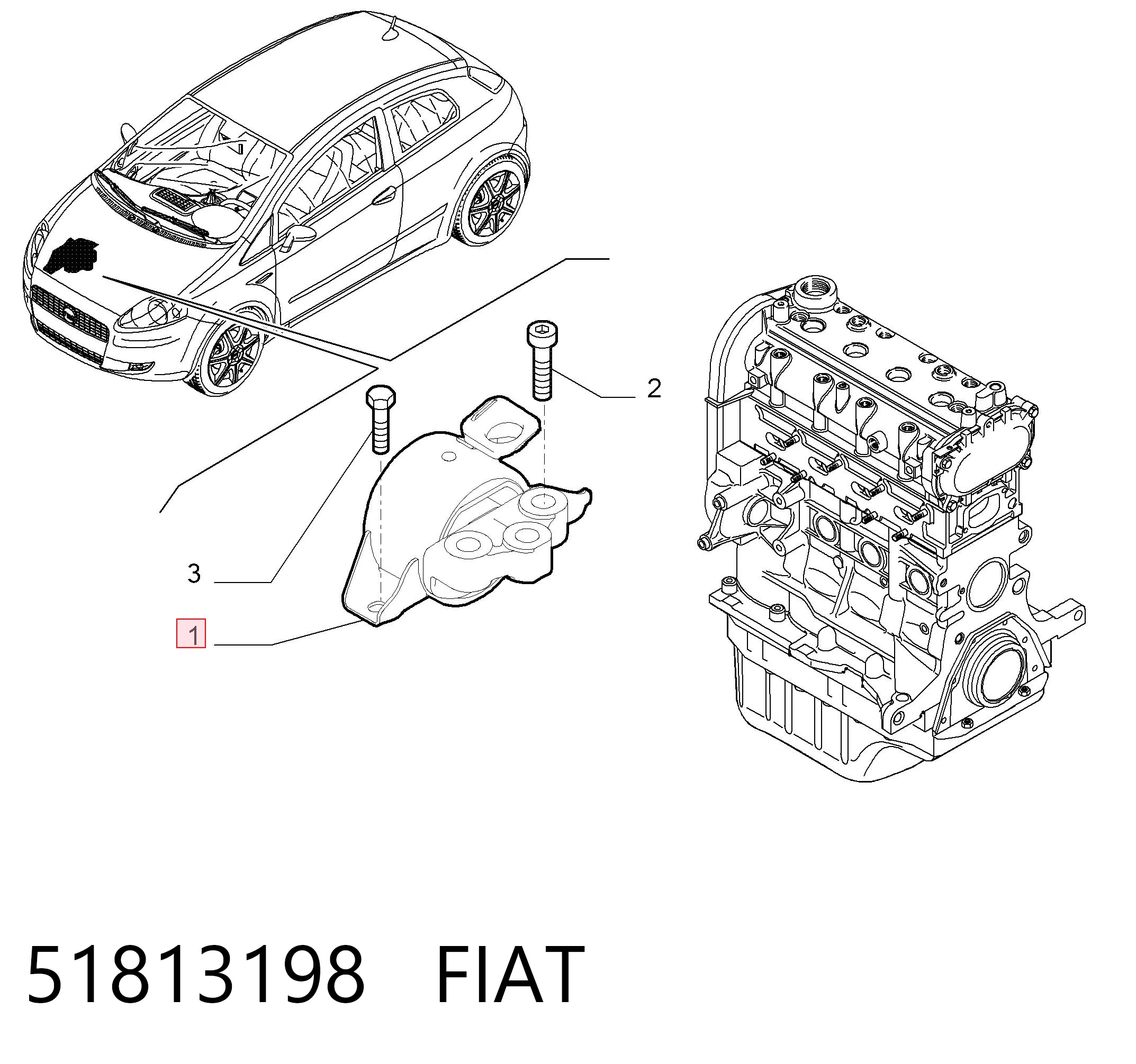 Подушка (опора) двигуна, права 010604 Magneti Marelli