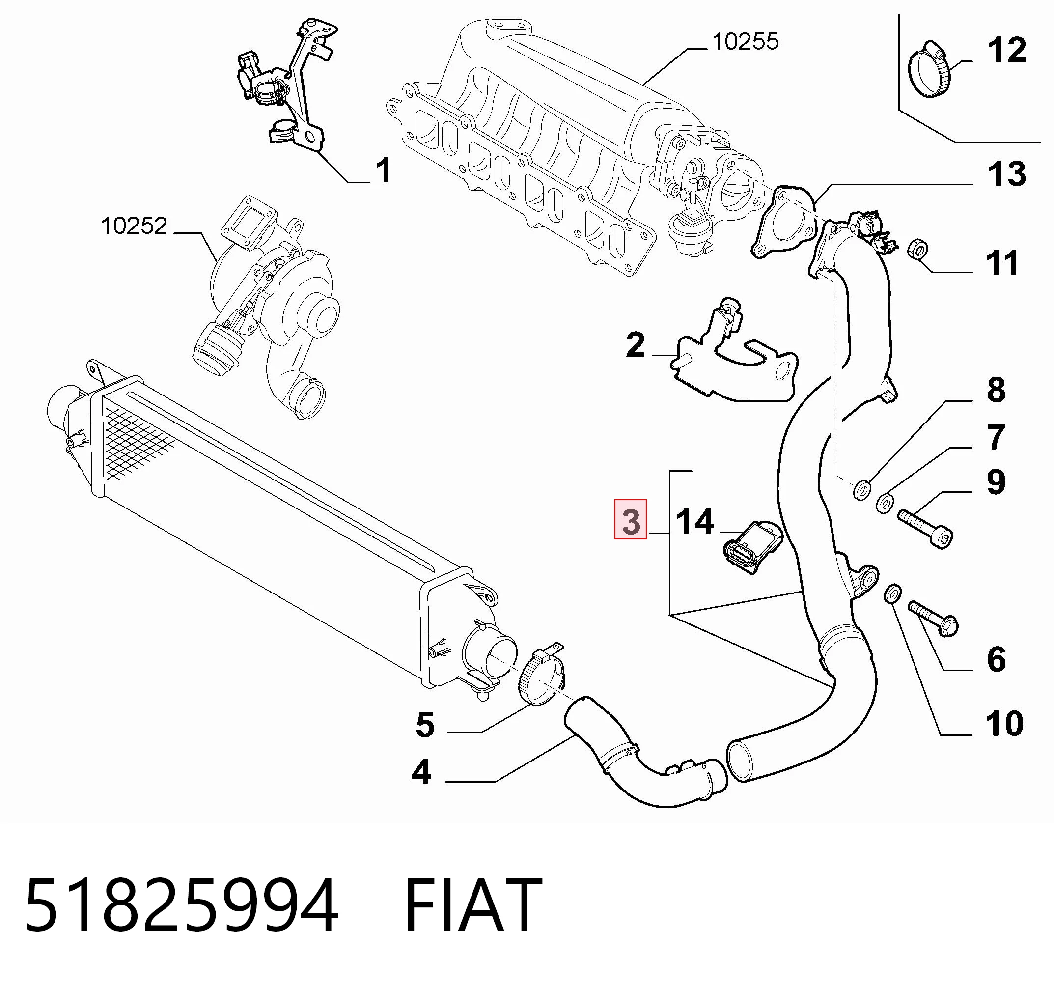 51792351 Fiat/Alfa/Lancia Трубка, що нагнітається