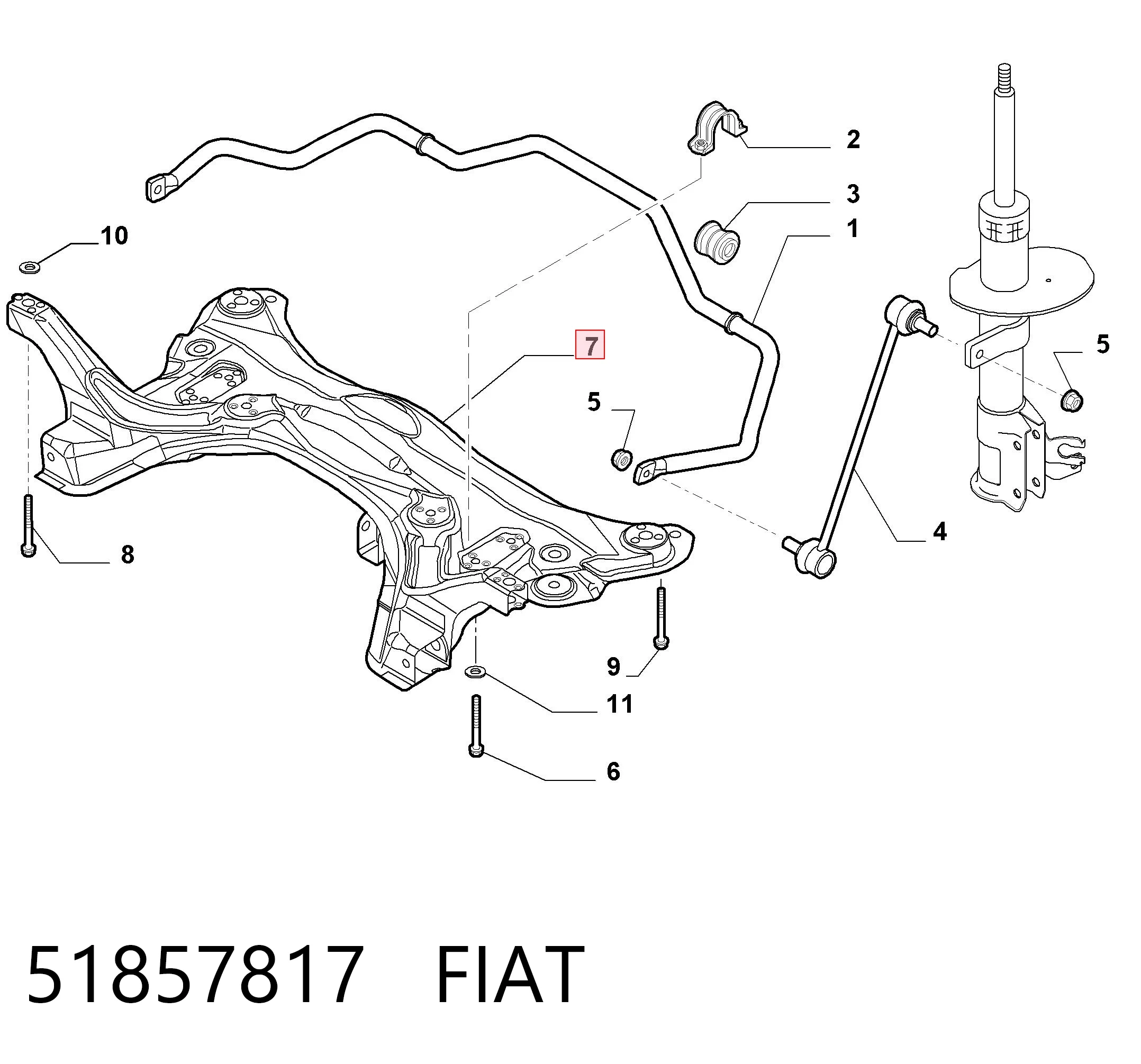 Підрамник передньої підвіски Fiat Panda II хетчбек (169A) (2003 - 2013) ціна, від 191.79 USD