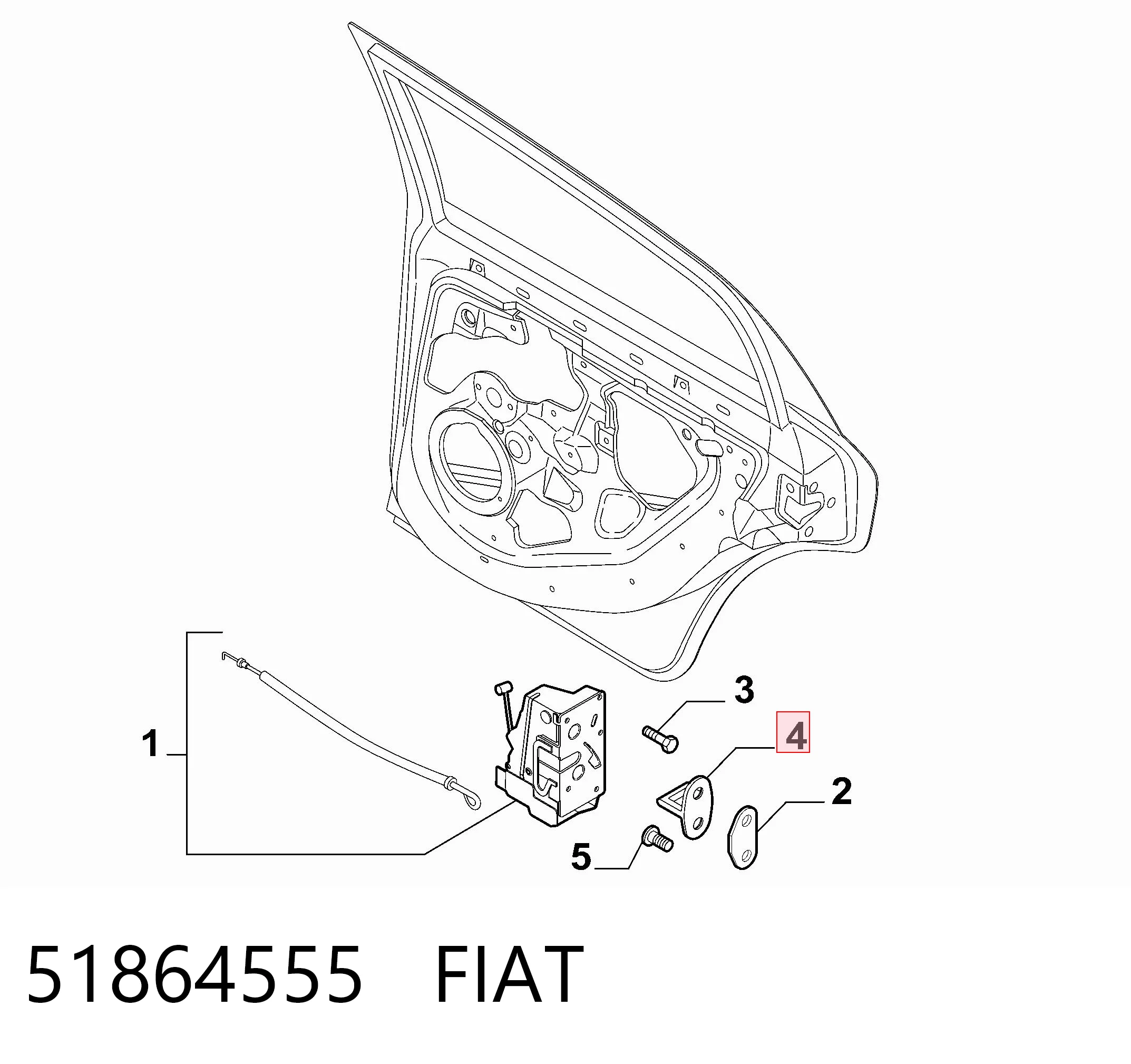 51864555 Fiat/Alfa/Lancia Петля-зачіп (відповідна частина) замка двері передньої
