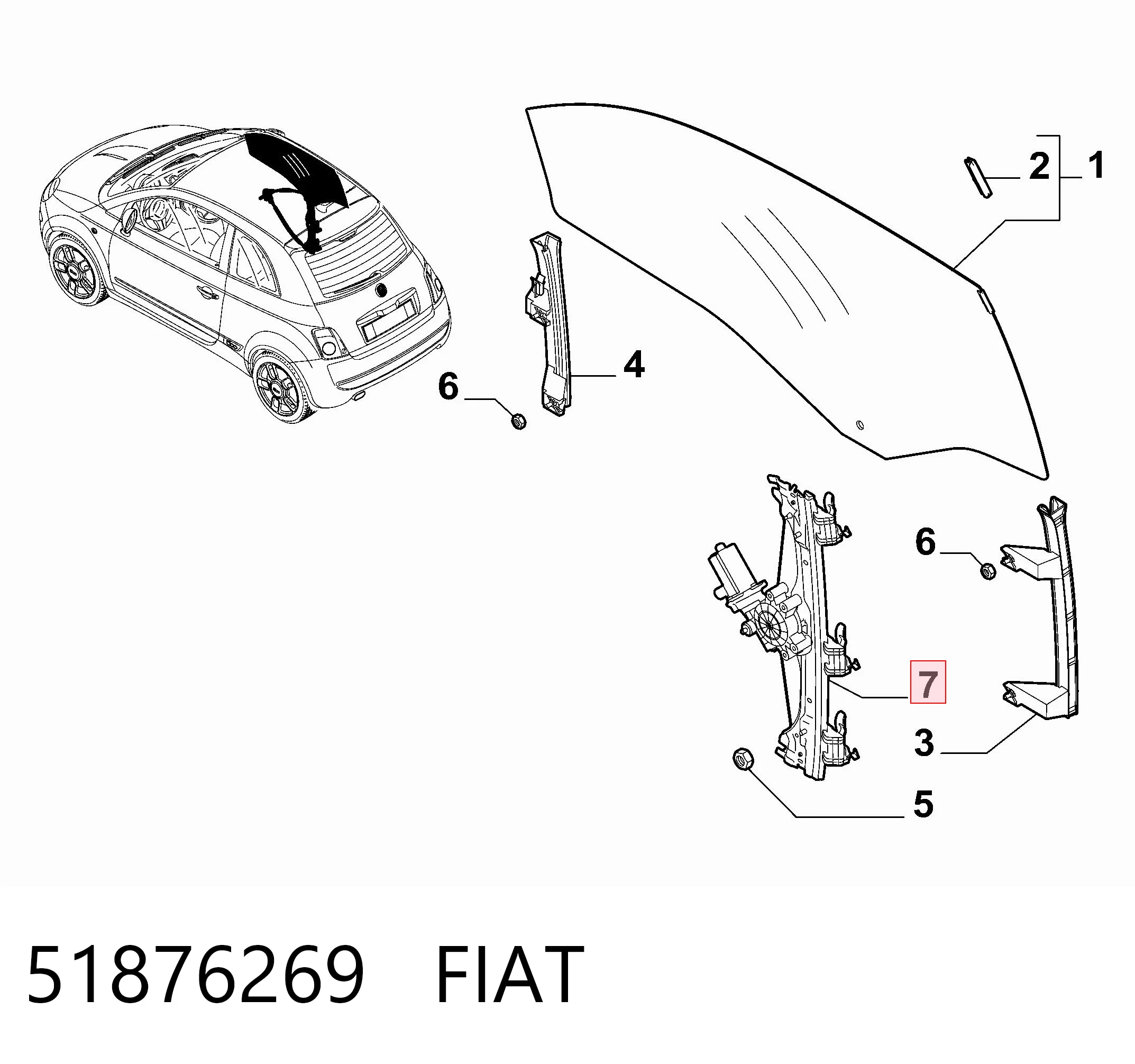 51876269 Fiat/Alfa/Lancia Підйомник механічний вітрового скла
