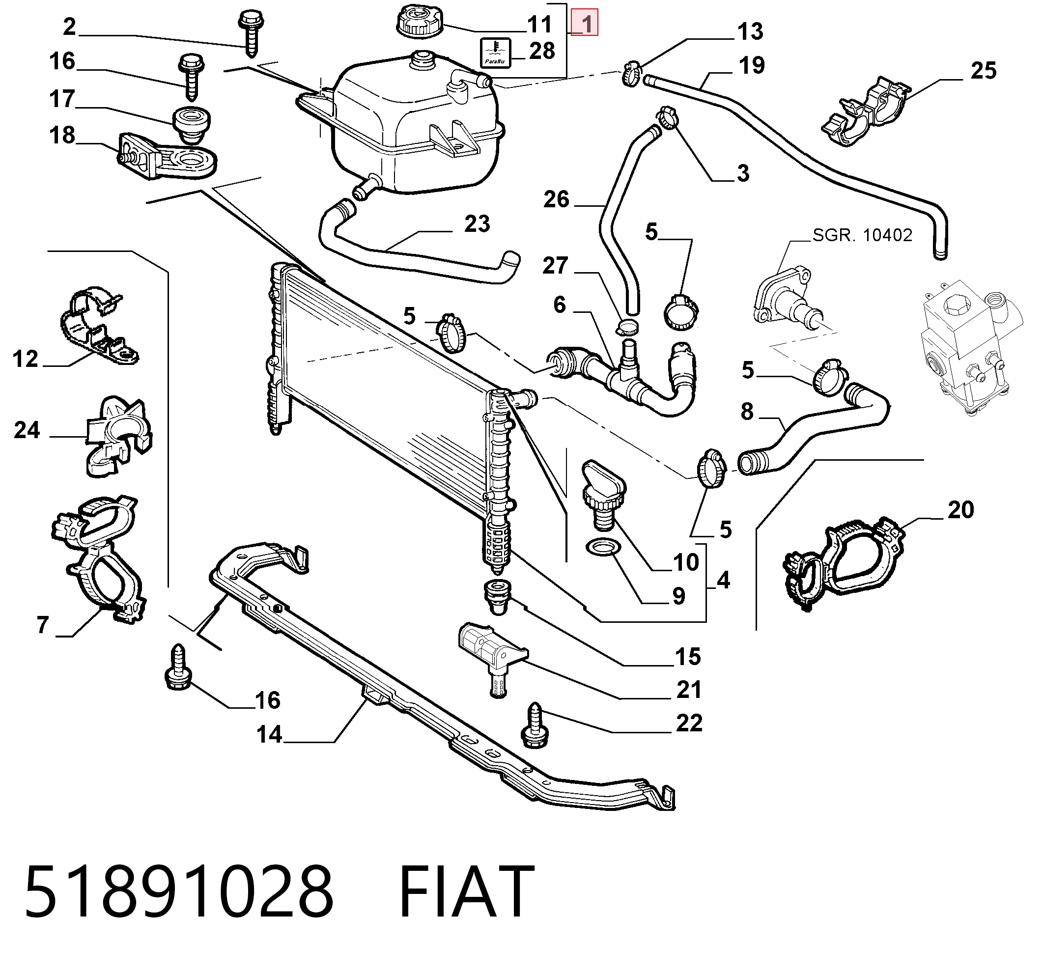 51891028 Fiat/Alfa/Lancia Розширювальний бачок охолодження