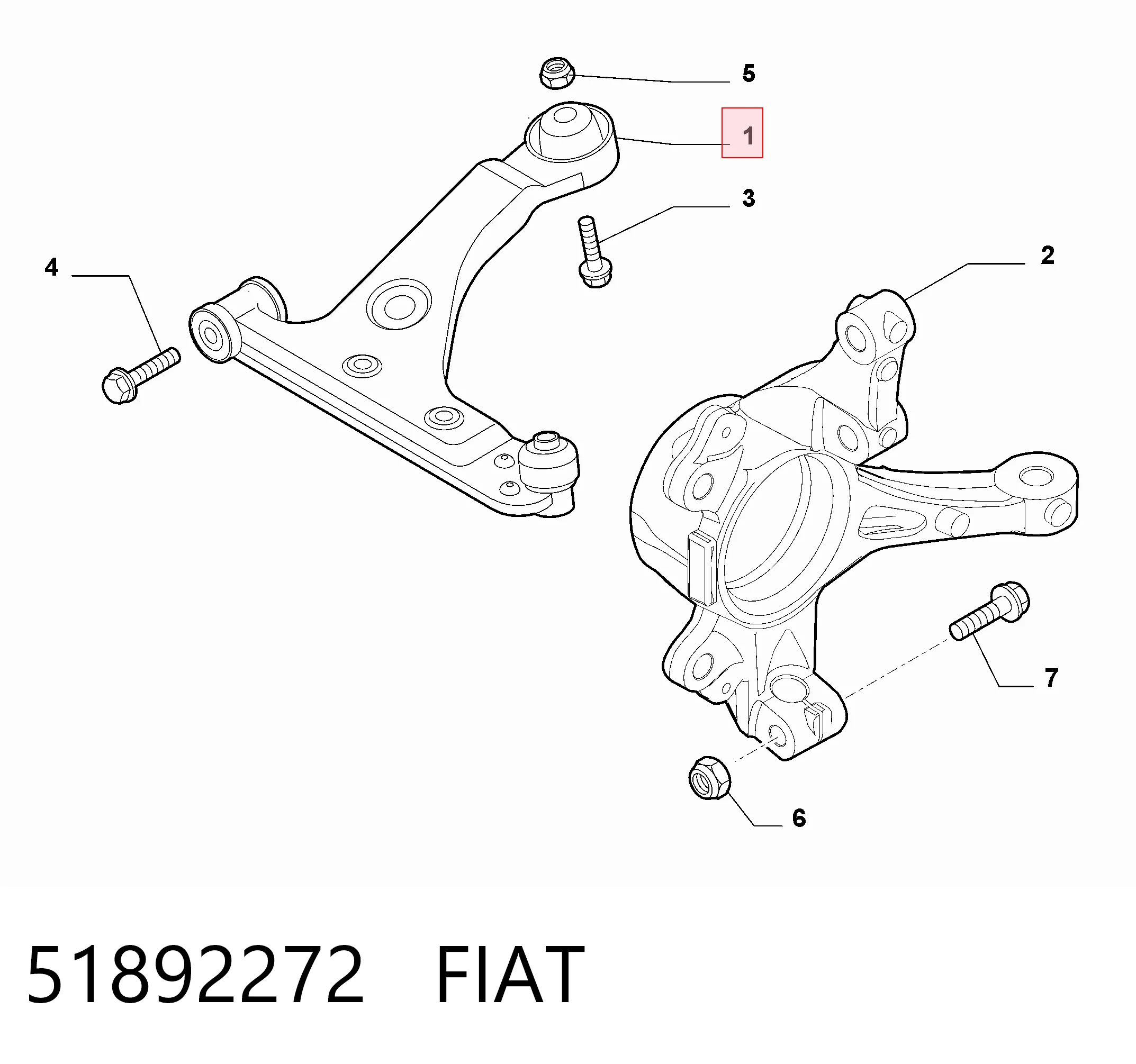 51892272 Fiat/Alfa/Lancia Поперечний важіль