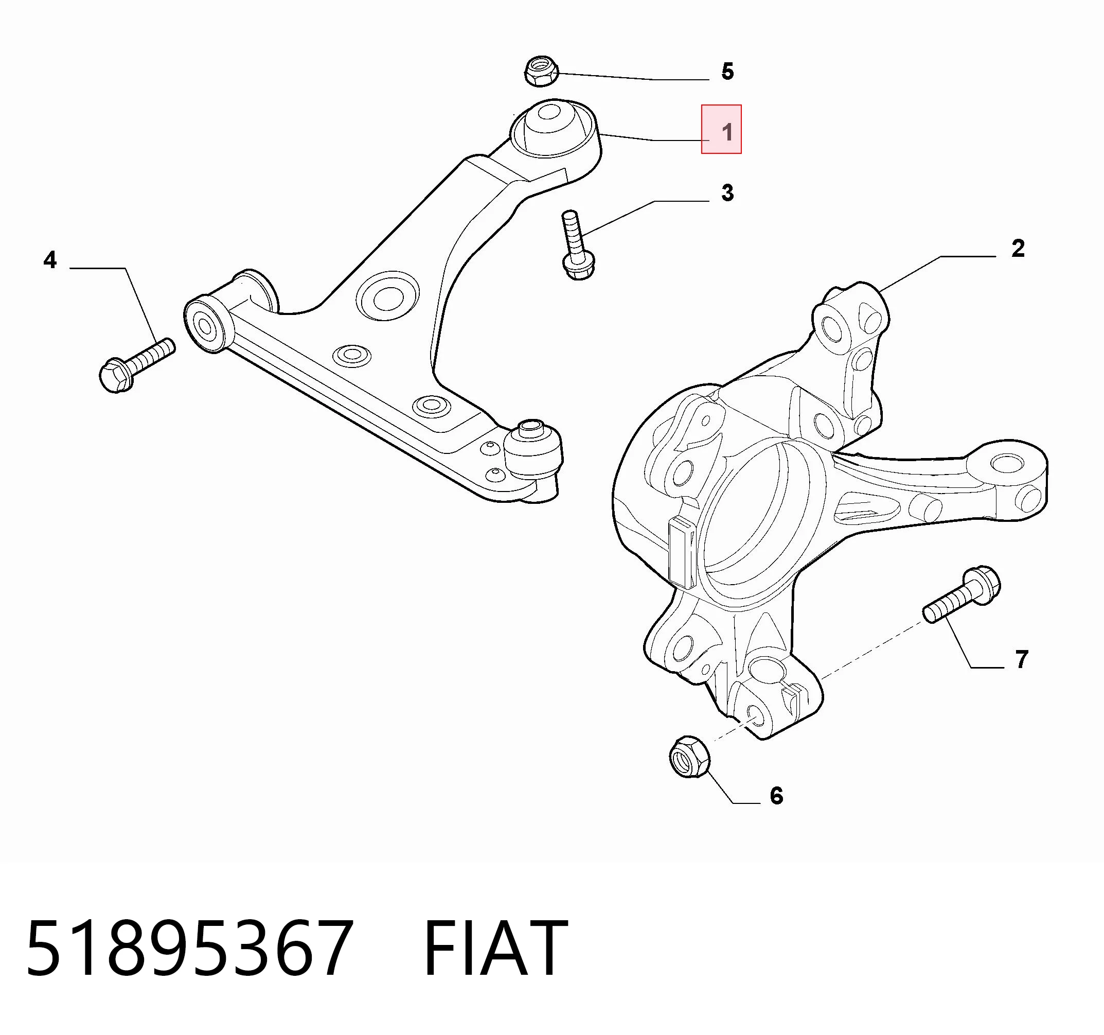 51895367 Fiat/Alfa/Lancia Поперечний важіль