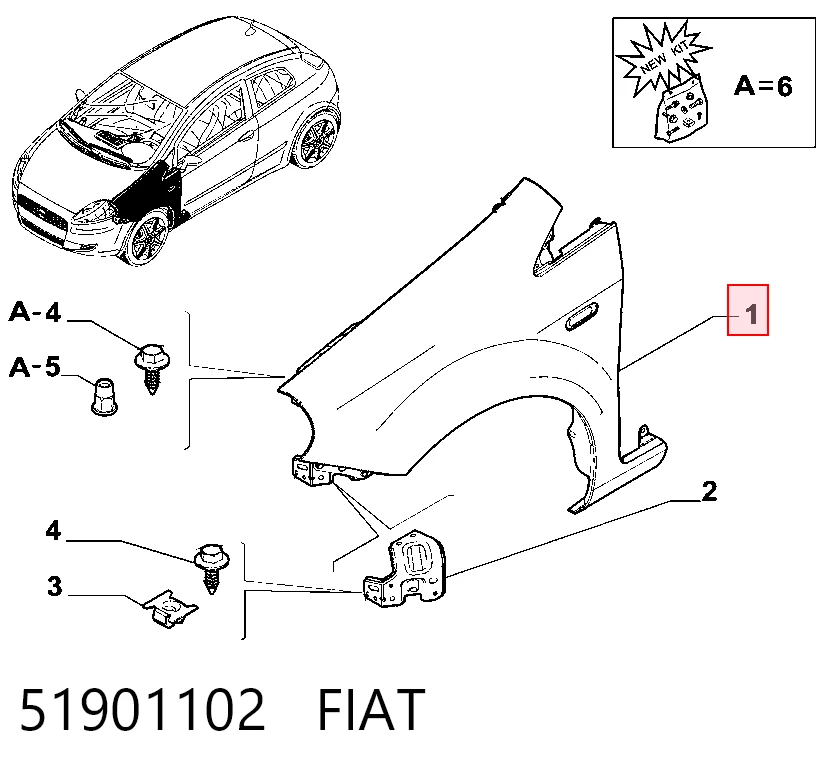 Переднє праве крило Fiat Punto GRAND