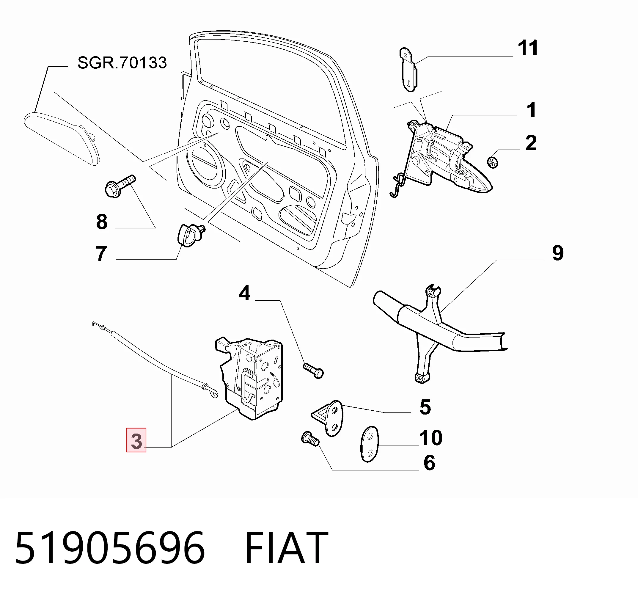 51905696 Fiat/Alfa/Lancia Замок водійських дверей