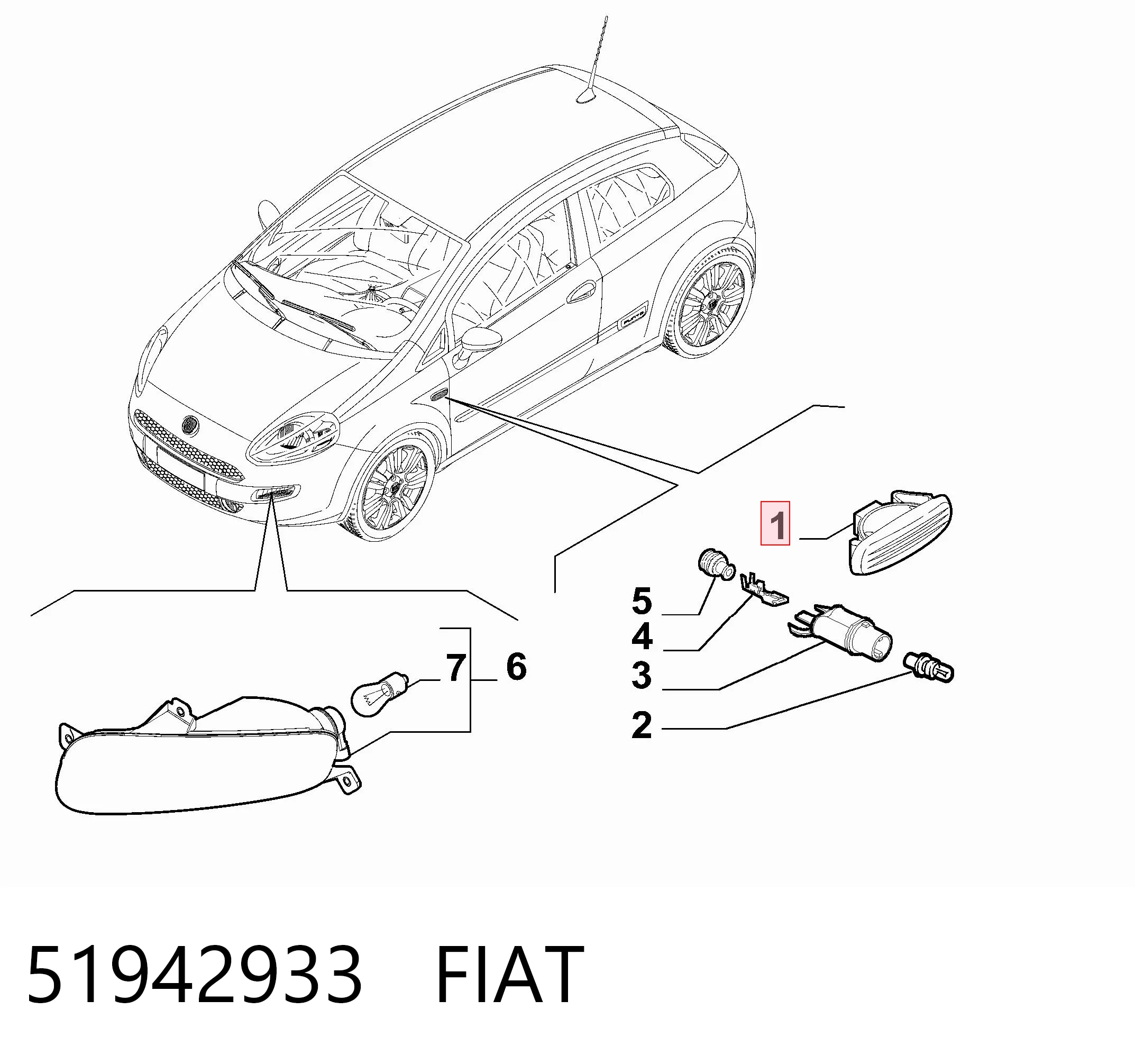 51942933 Fiat/Alfa/Lancia Повторювач повороту в крило
