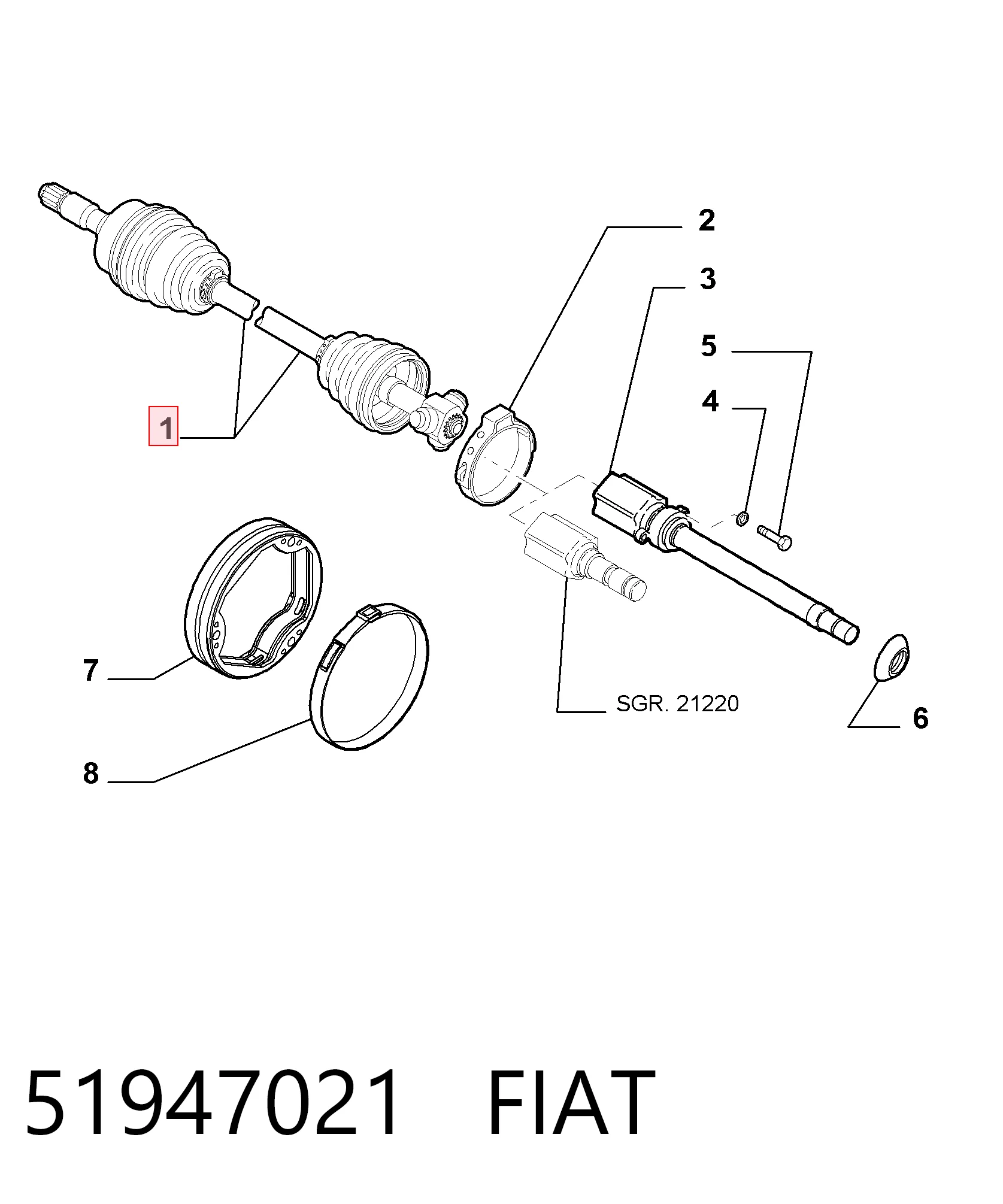 Привід передній правий на Fiat Linea  323