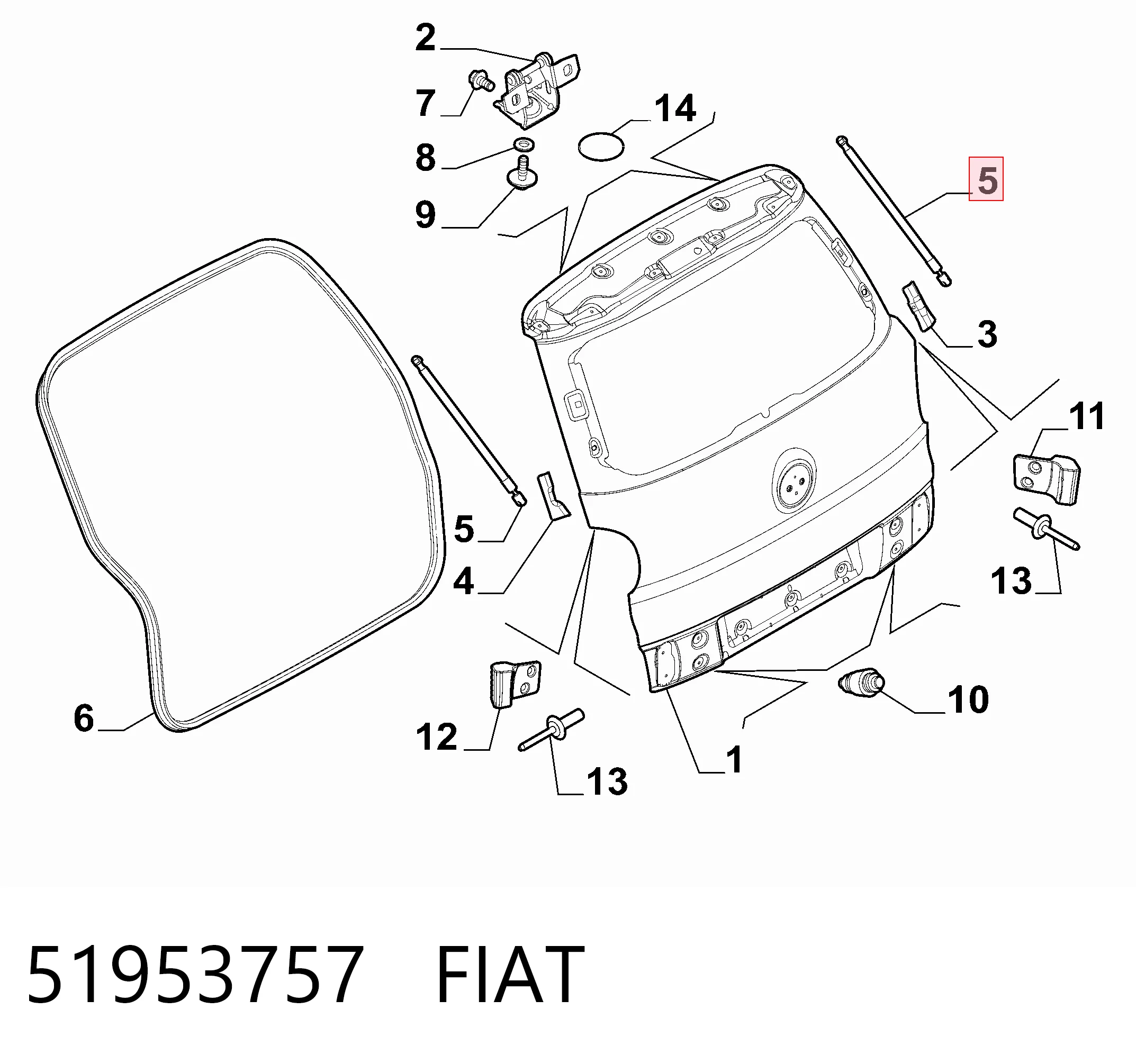 51953757 Fiat/Alfa/Lancia Амортизатор кришки багажника / двері 3/5-ї задньої