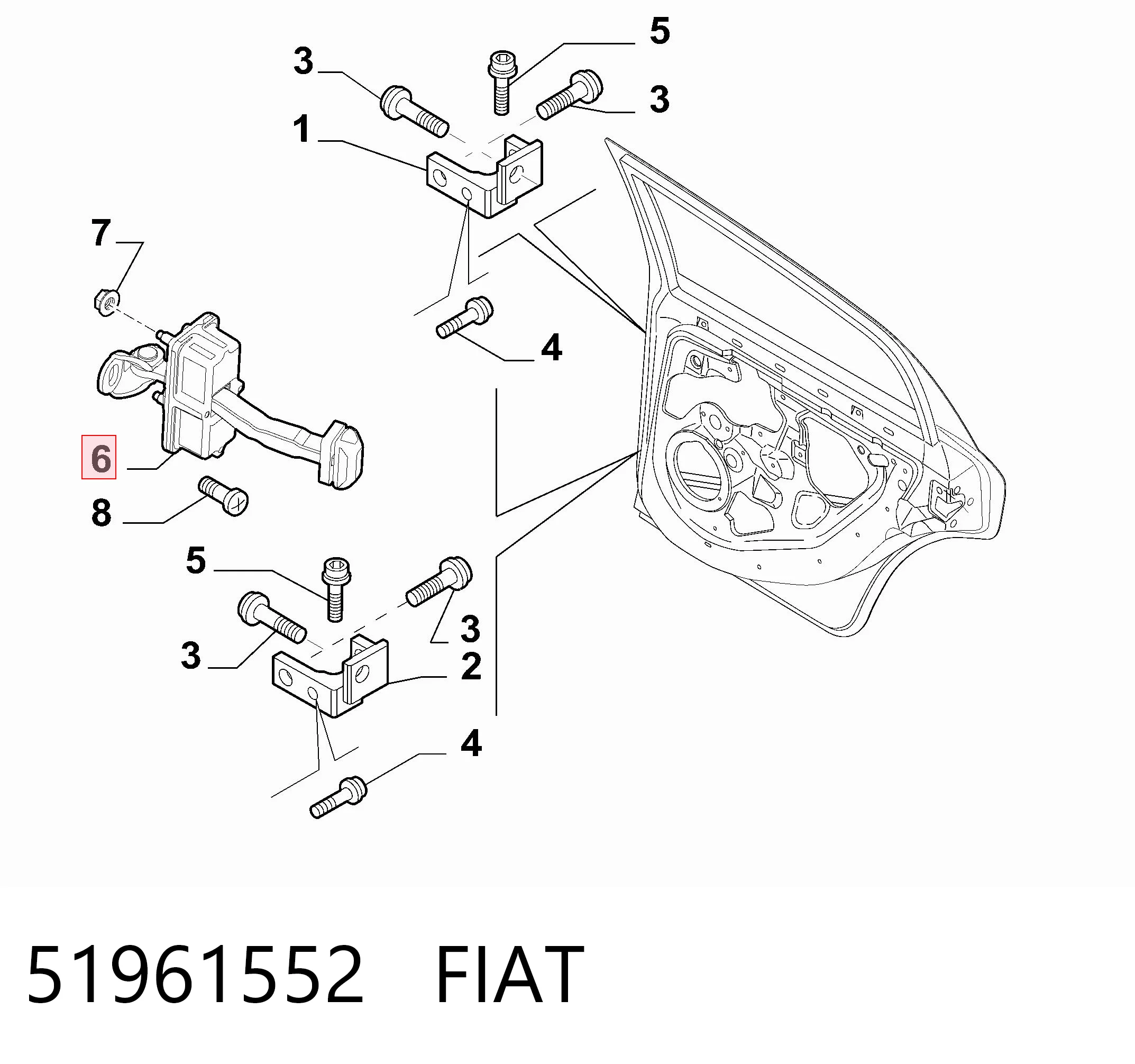51961552 Fiat/Alfa/Lancia Обмежувач відкриття дверей, задній