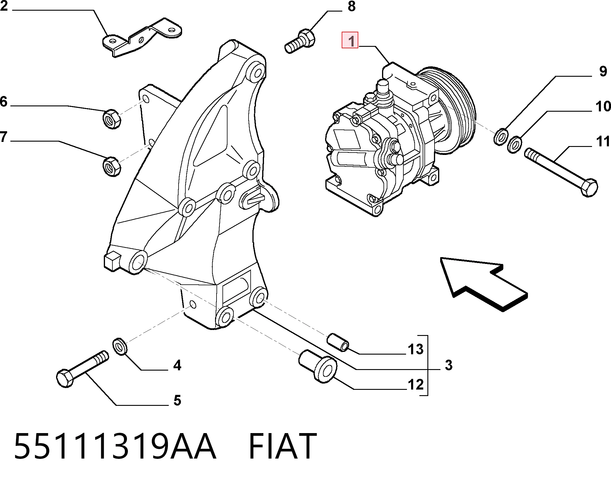 55111319AA Fiat/Alfa/Lancia Компресор холодоагенту