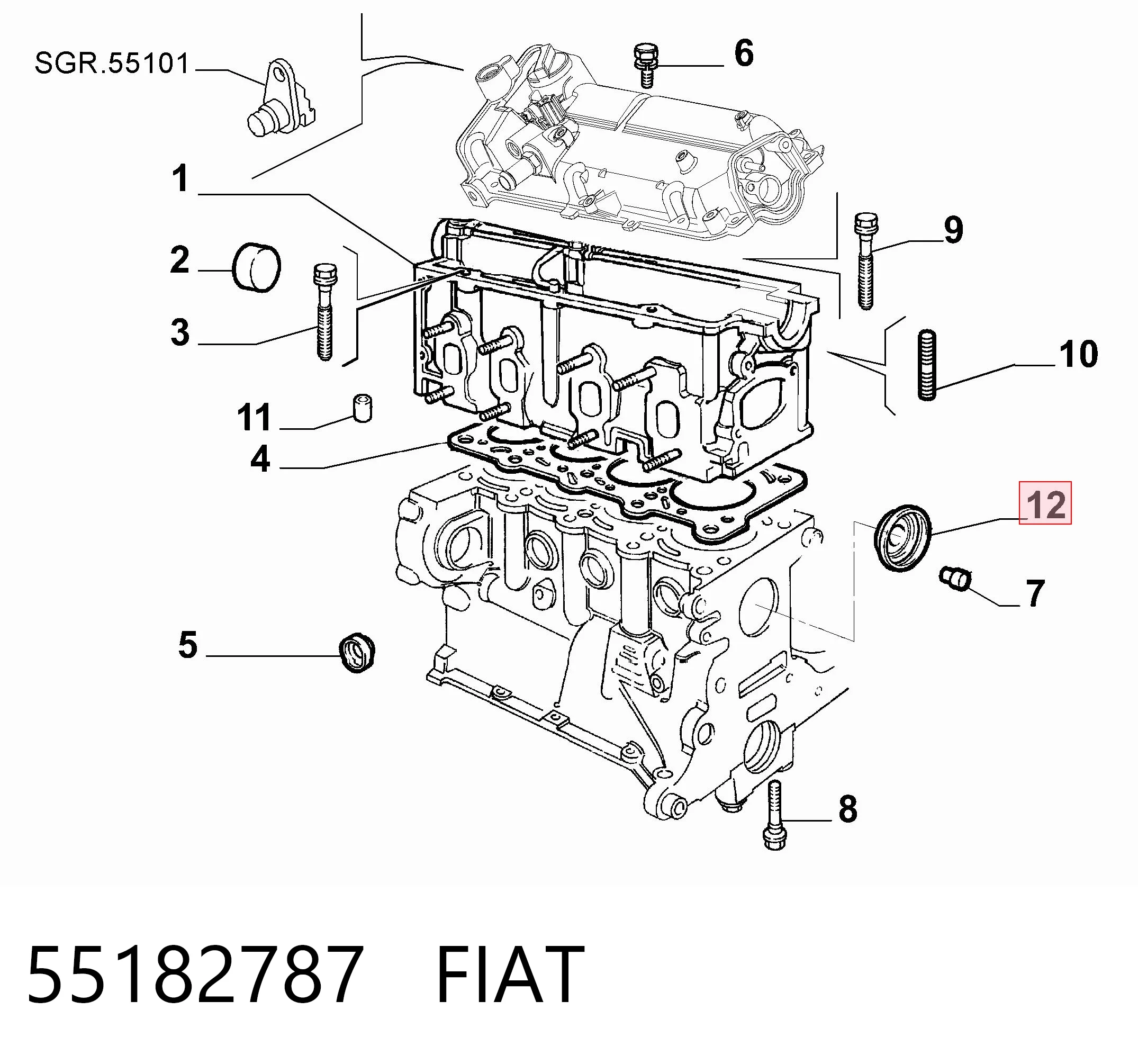 Заглушка блоку циліндрів 55182787 Opel