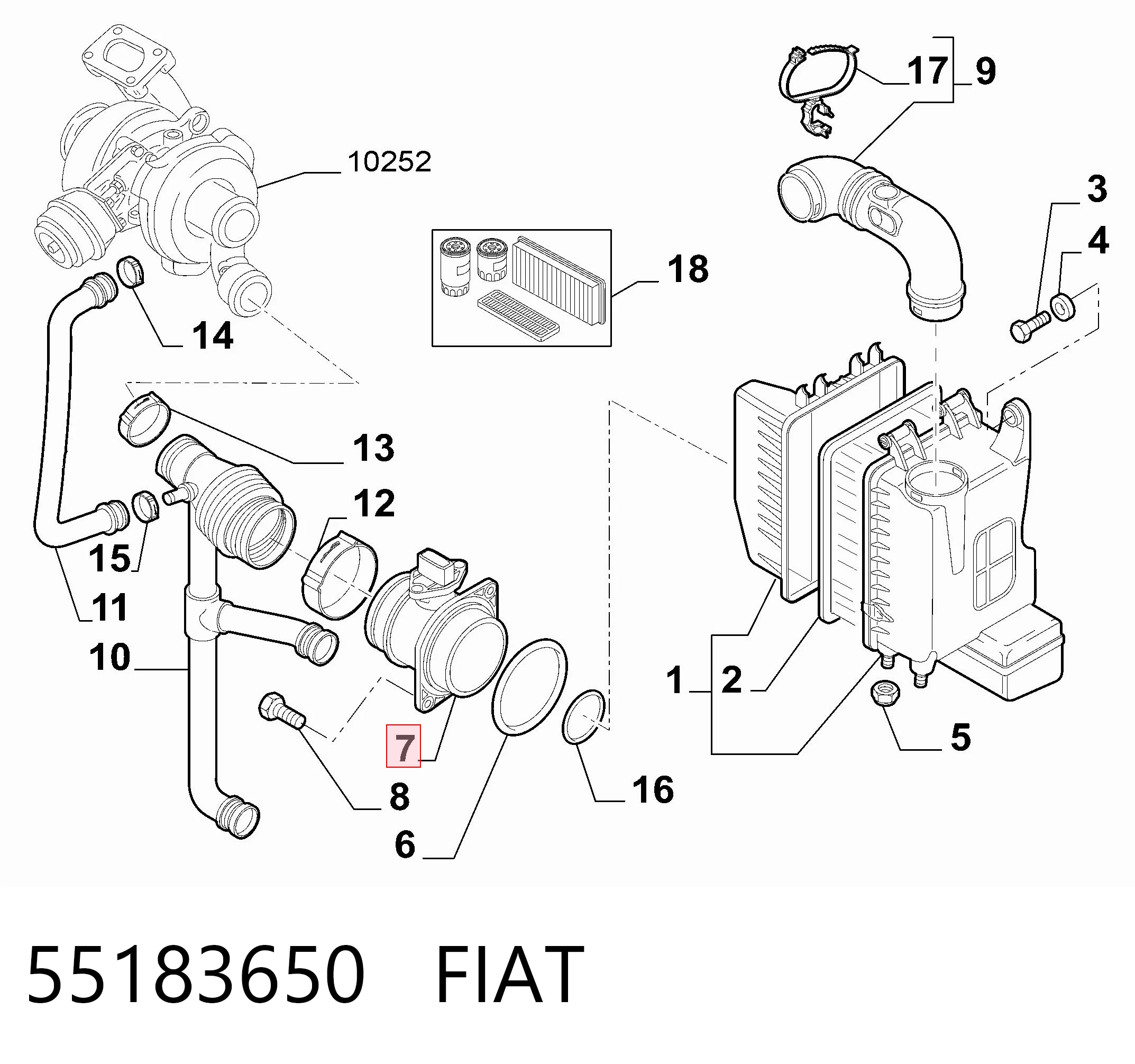 55183650 Fiat/Alfa/Lancia Датчик витрати повітря