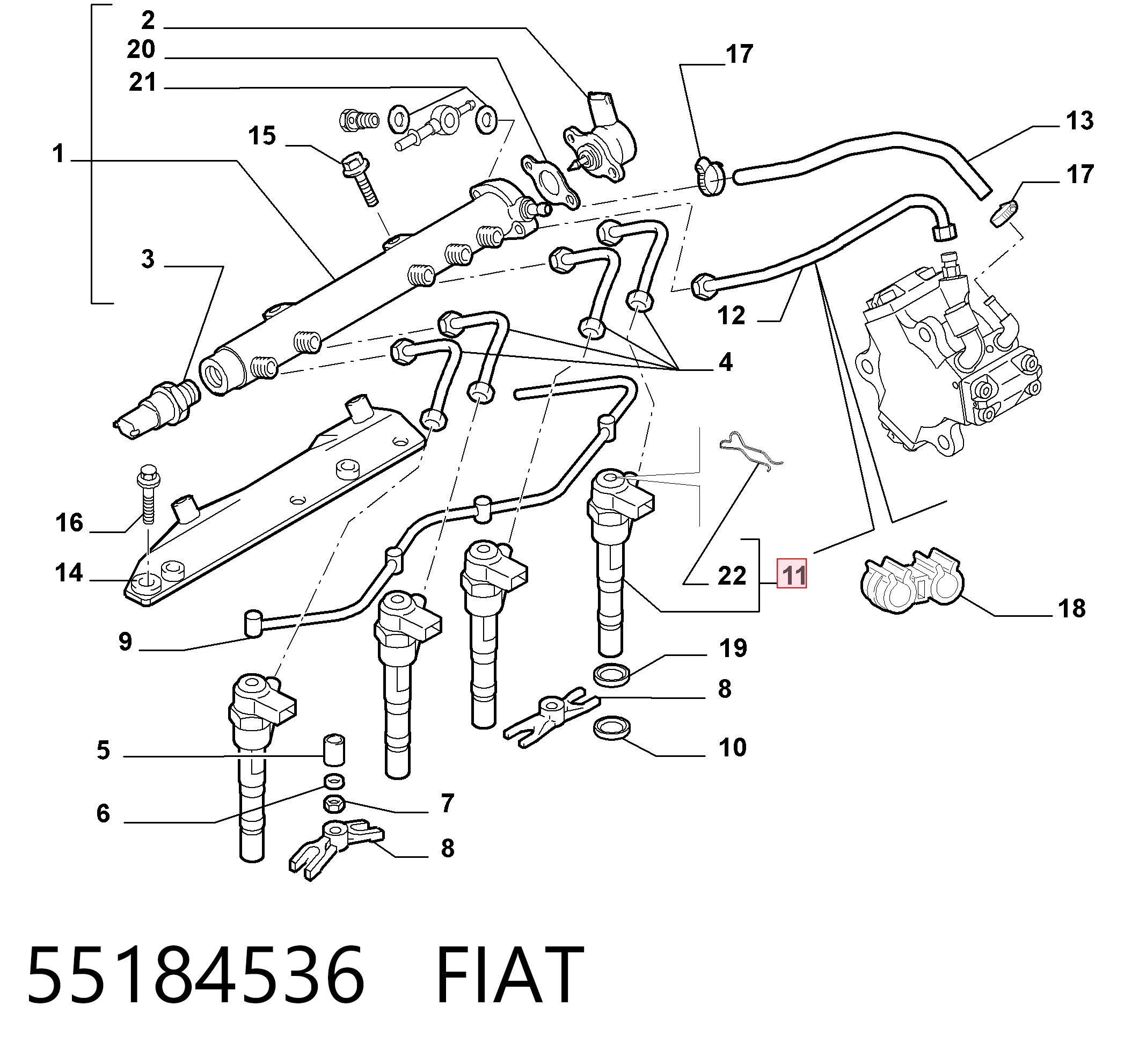 55184536 Fiat/Alfa/Lancia Форсунка вприску палива