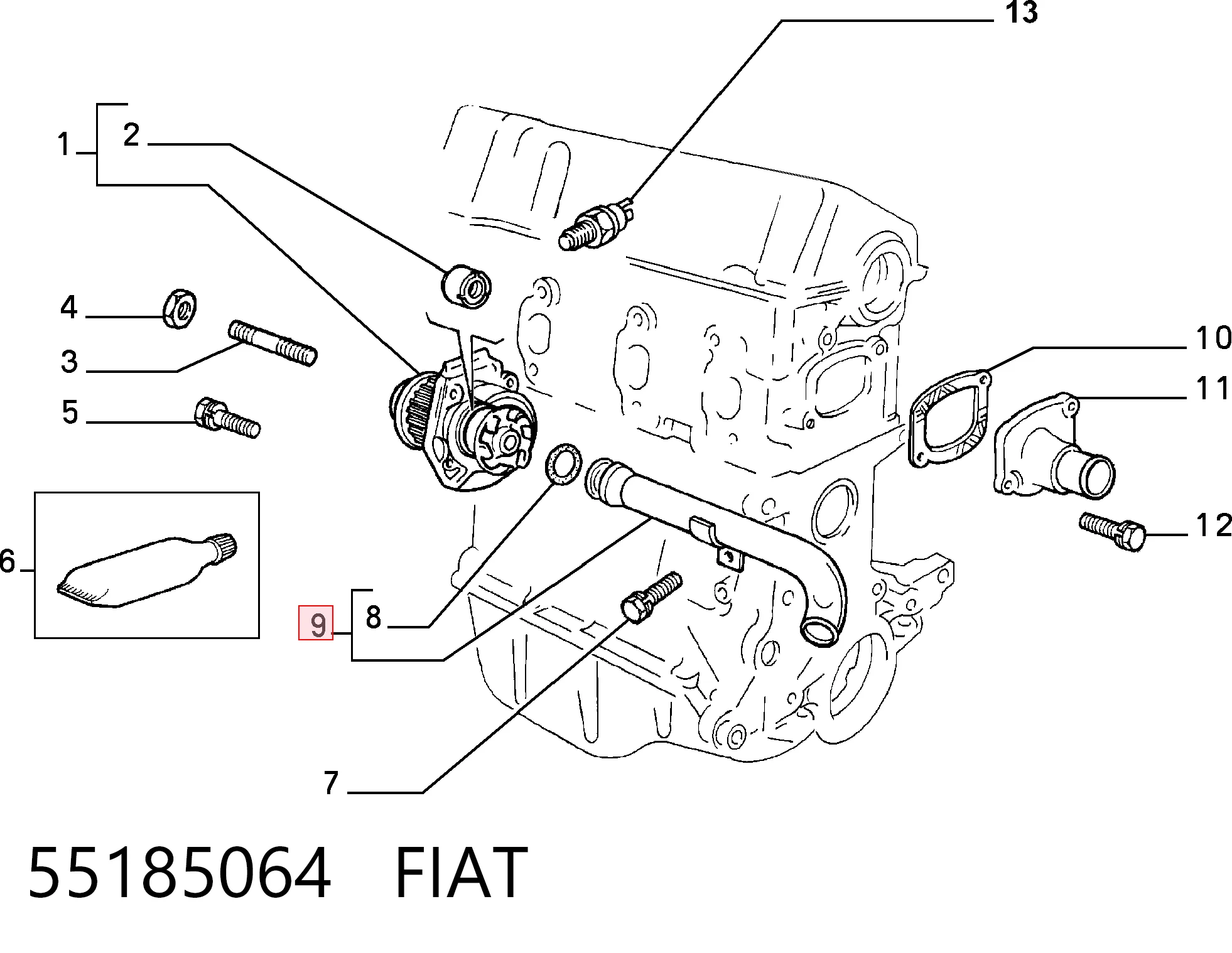 Шланг термостата на Fiat Fiorino  146 Uno