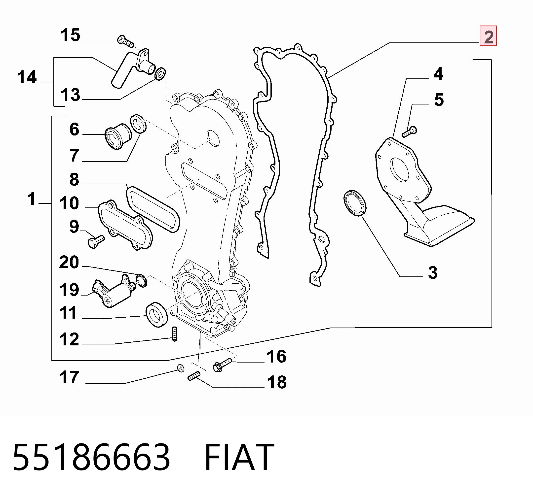 Купити 55281705 Peugeot/Citroen Прокладка передньої кришки двигуна